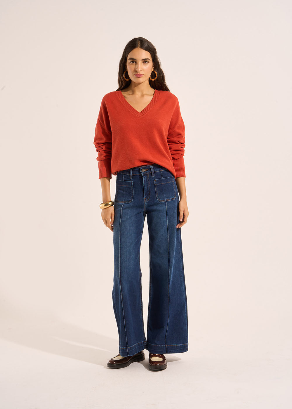 LYLOU Jean flare taille haute pli nervuré - 1 - Sud Express - Sud Express