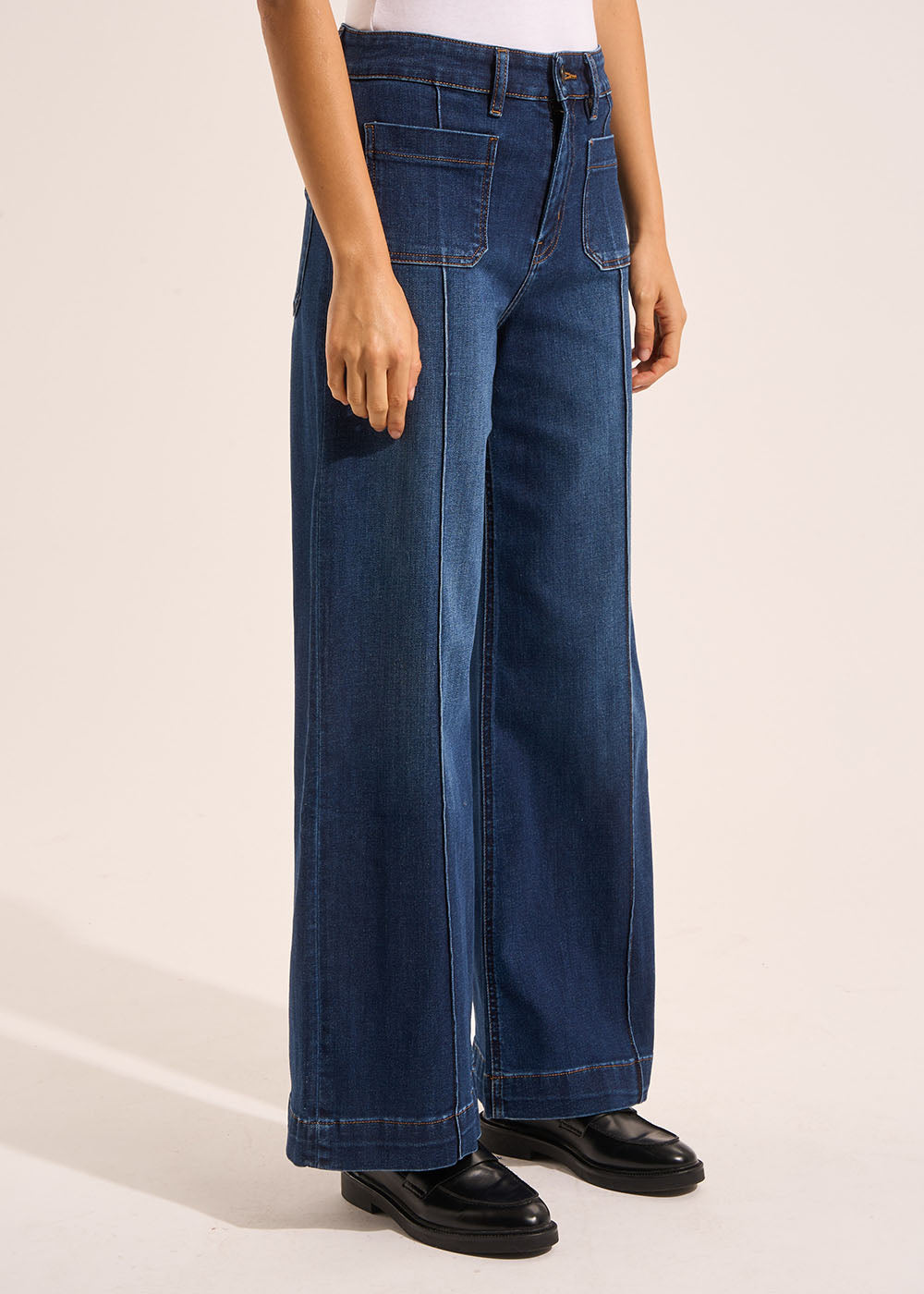 Jean flare taille haute pli nervuré - Sud Express - 6 - Sud Express