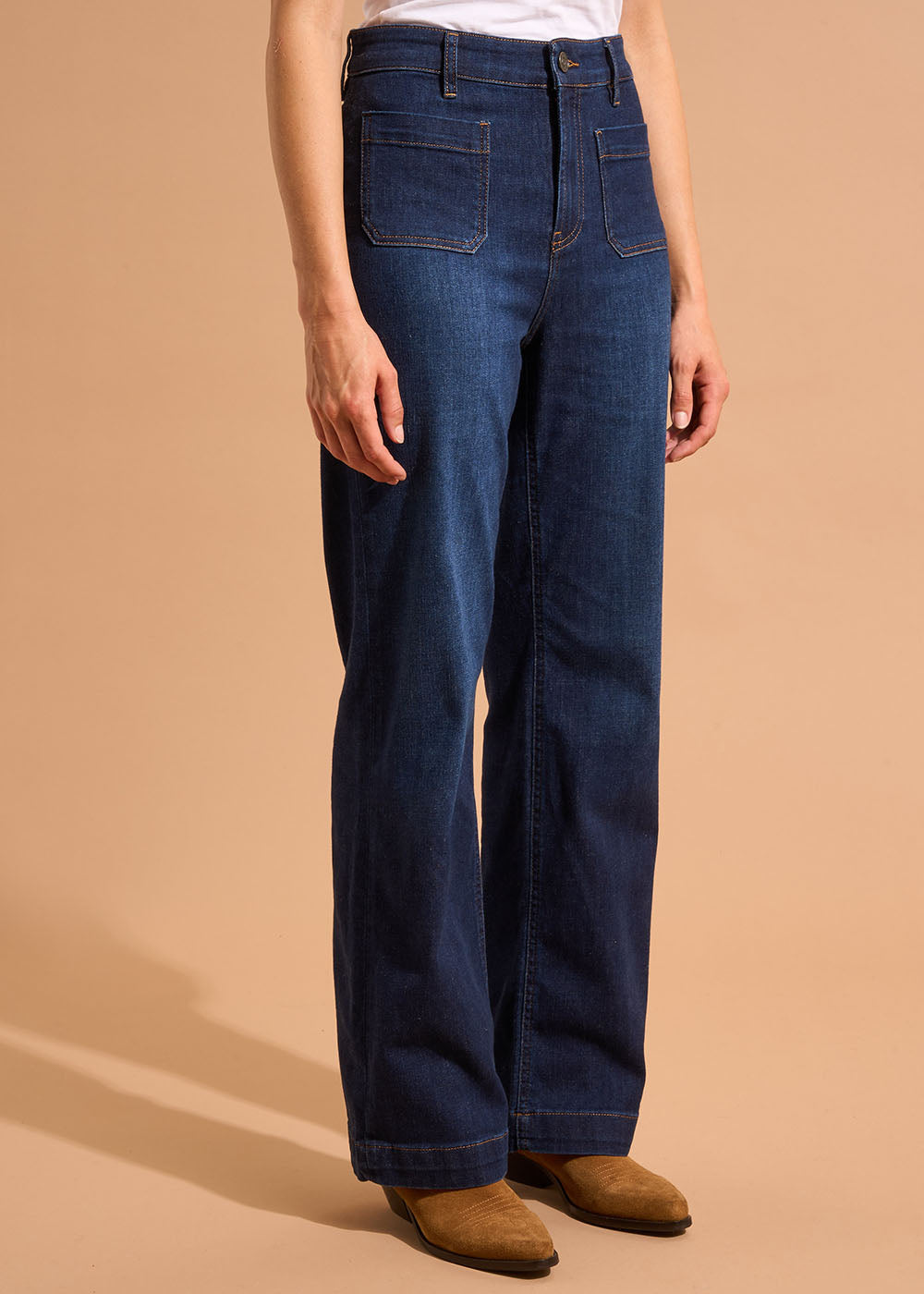Wide-leg jeans with cuffs and high waist - Sud Express - 5 - Sud Express