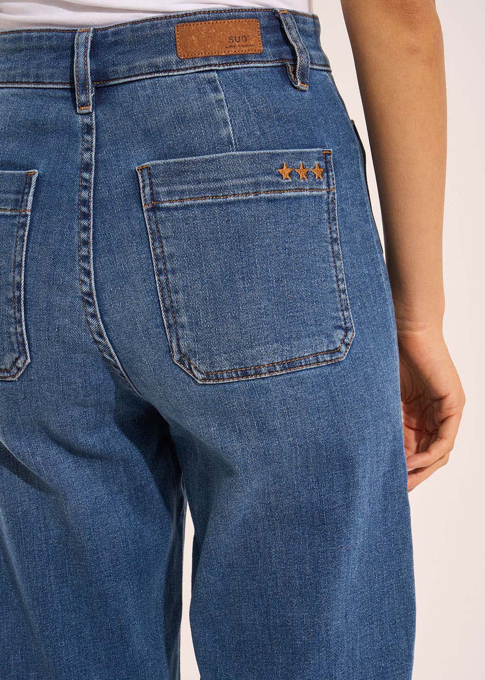 Wide-leg jeans with cuffs and high waist - Sud Express - 7 - Sud Express