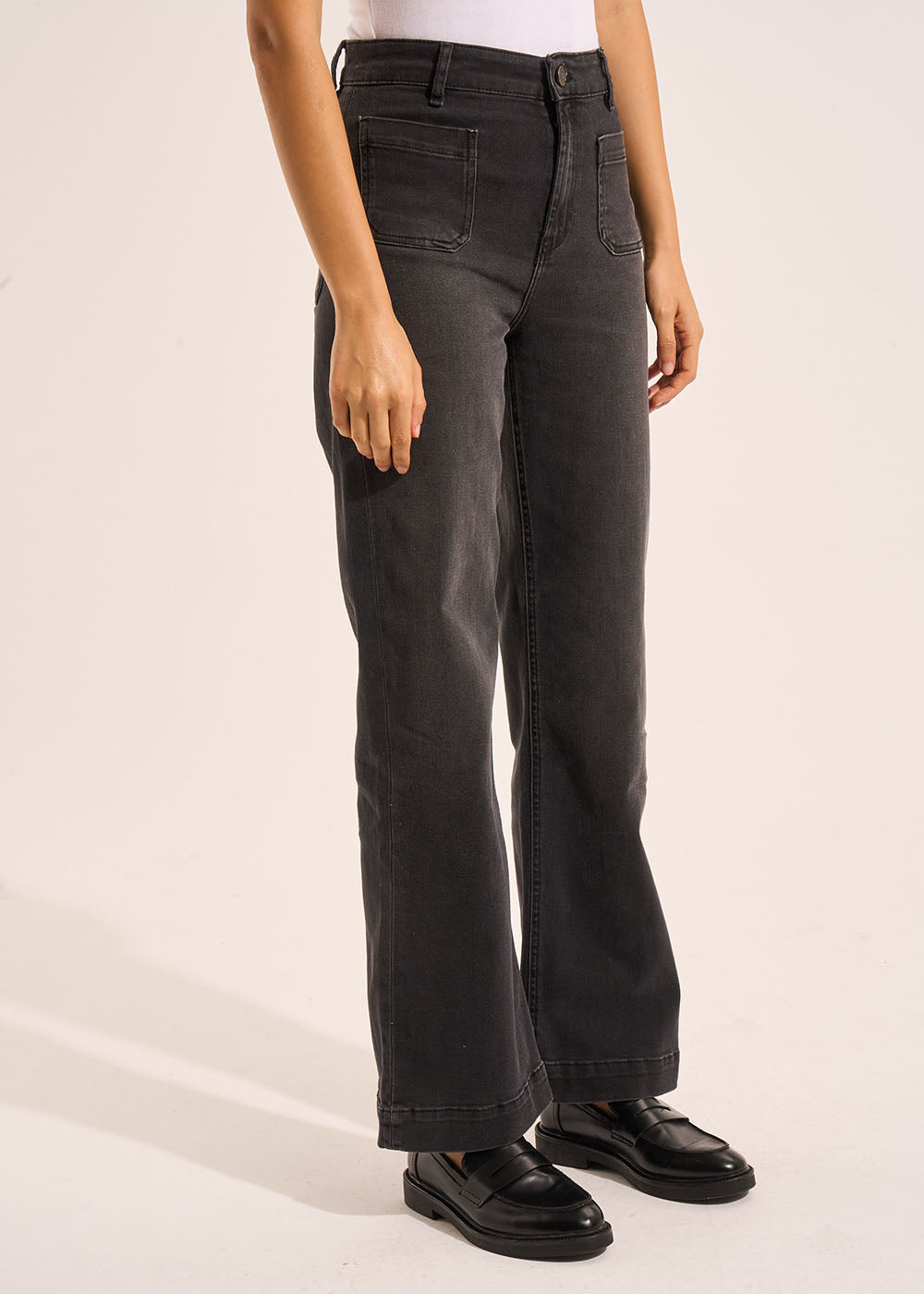 Wide-leg jeans with cuffs and high waist - Sud Express - 6 - Sud Express