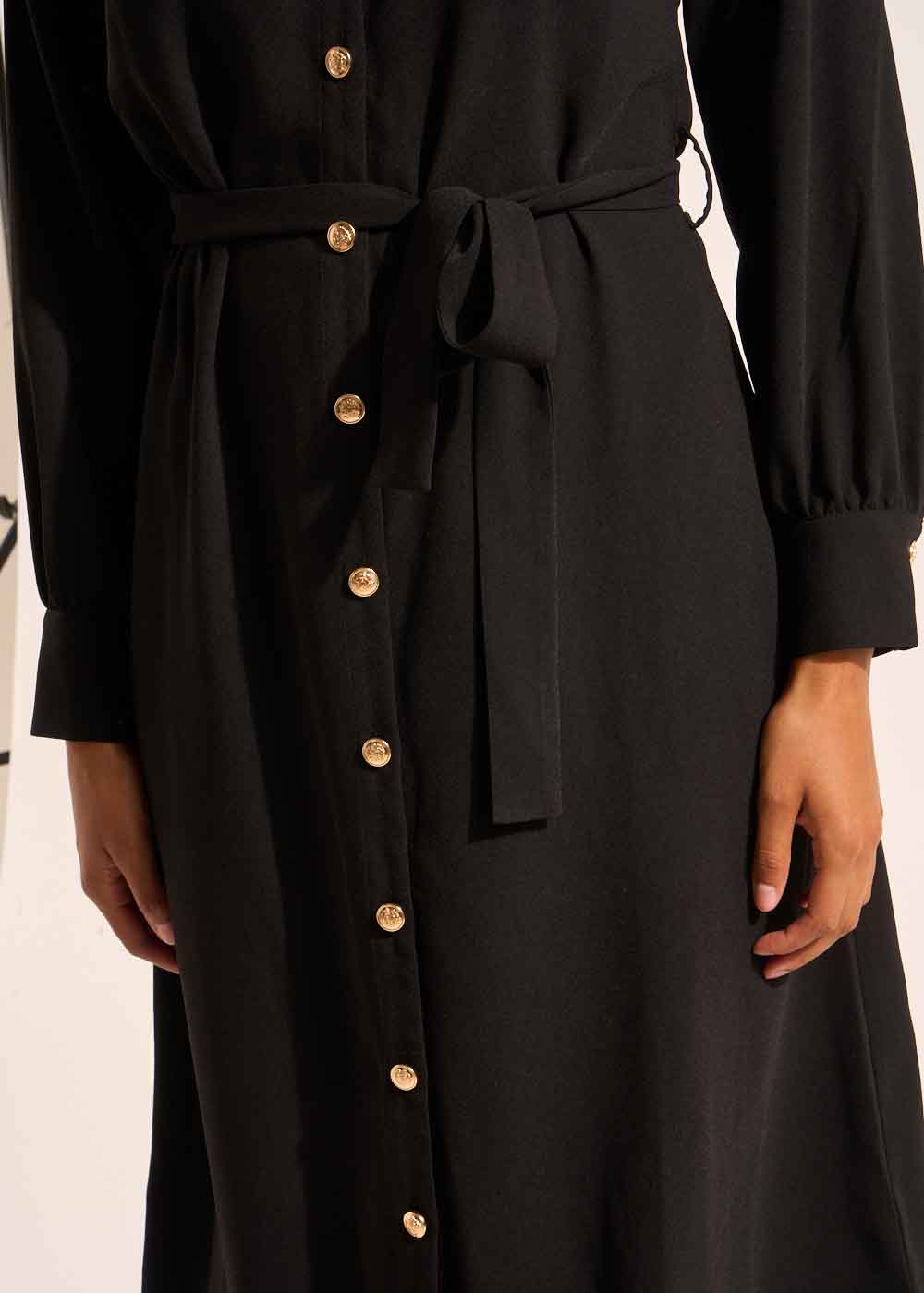 RIMERIA Tie waist maxi dress with long sleeves - 2 - Sud Express - Sud Express