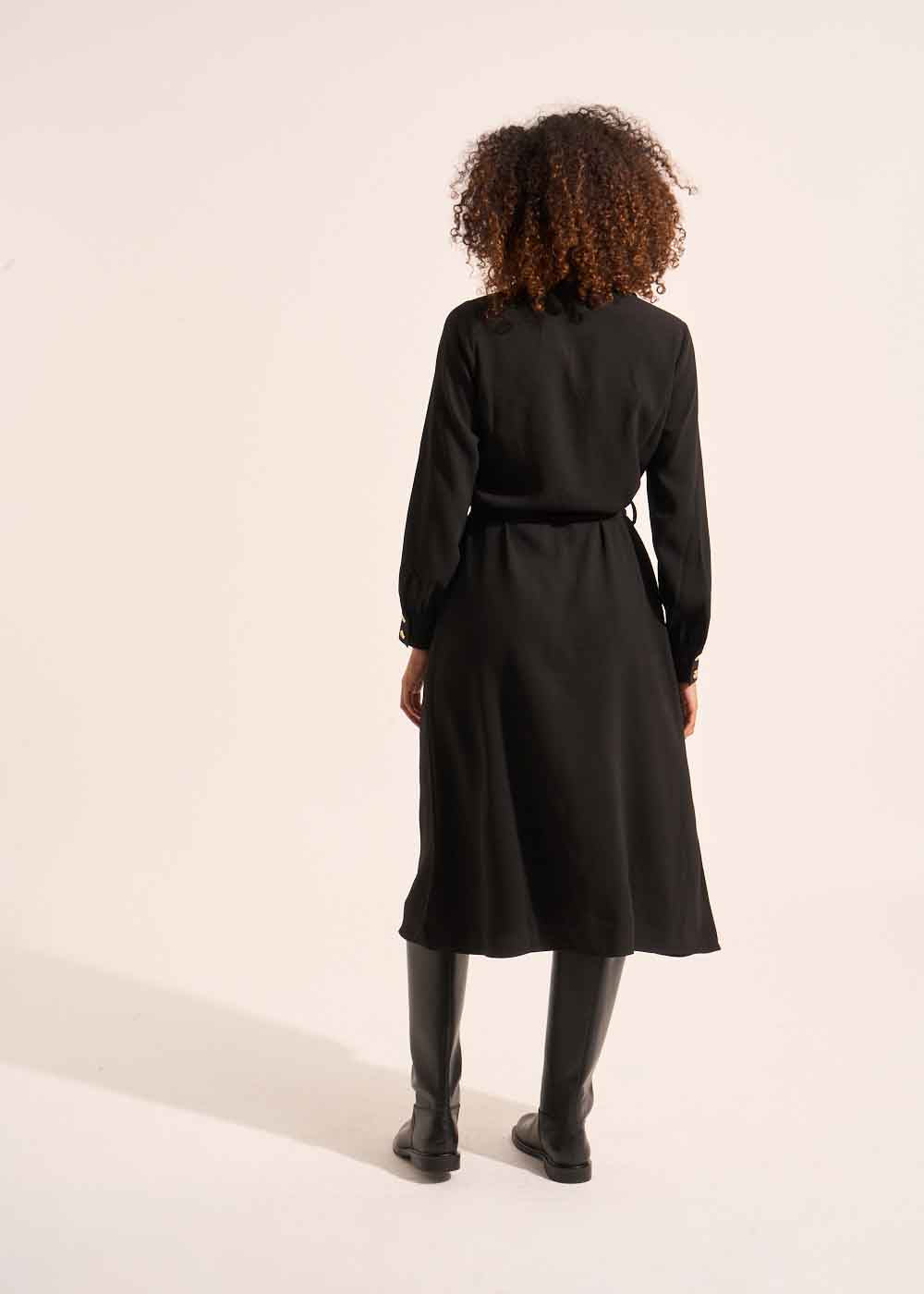 RIMERIA Tie waist maxi dress with long sleeves - 3 - Sud Express - Sud Express