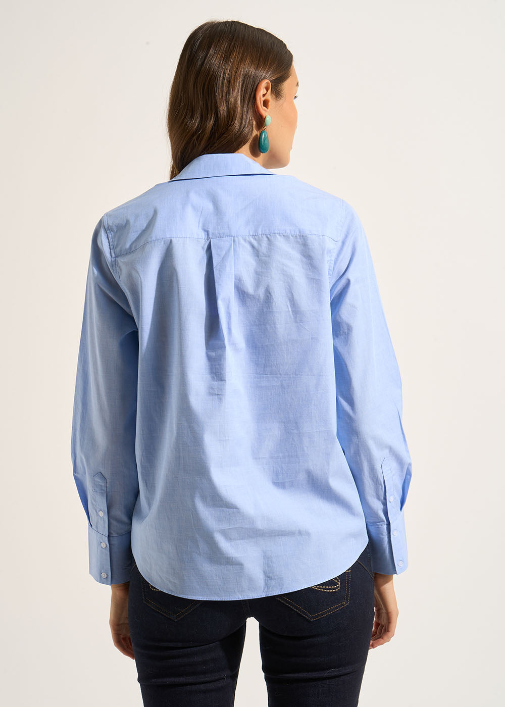 CORLYNA Straight-cut shirt with long cotton sleeves - 3 - Sud Express - Sud Express