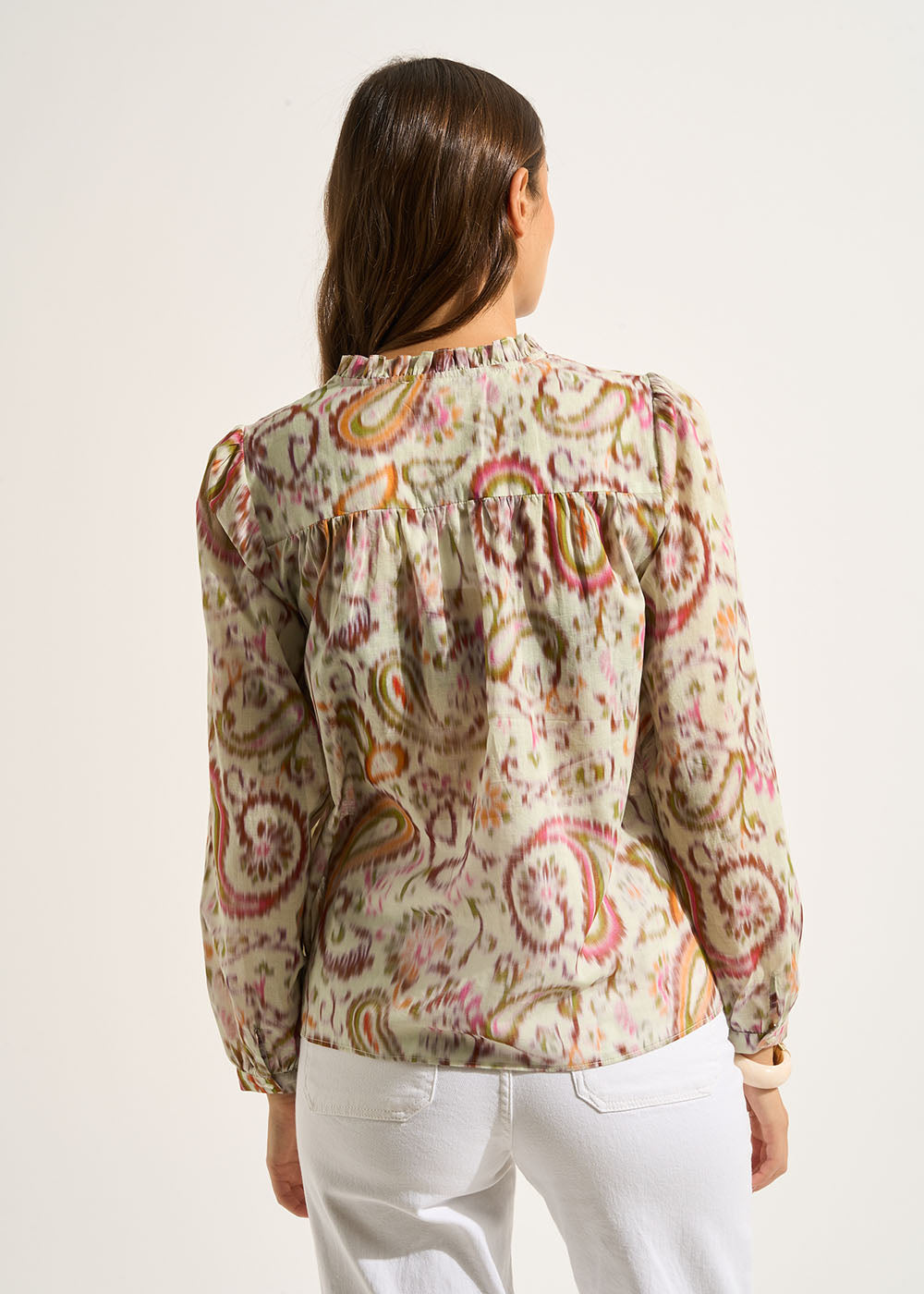 TELEA Printed cotton V-neck blouse - 3 - Sud Express - Sud Express