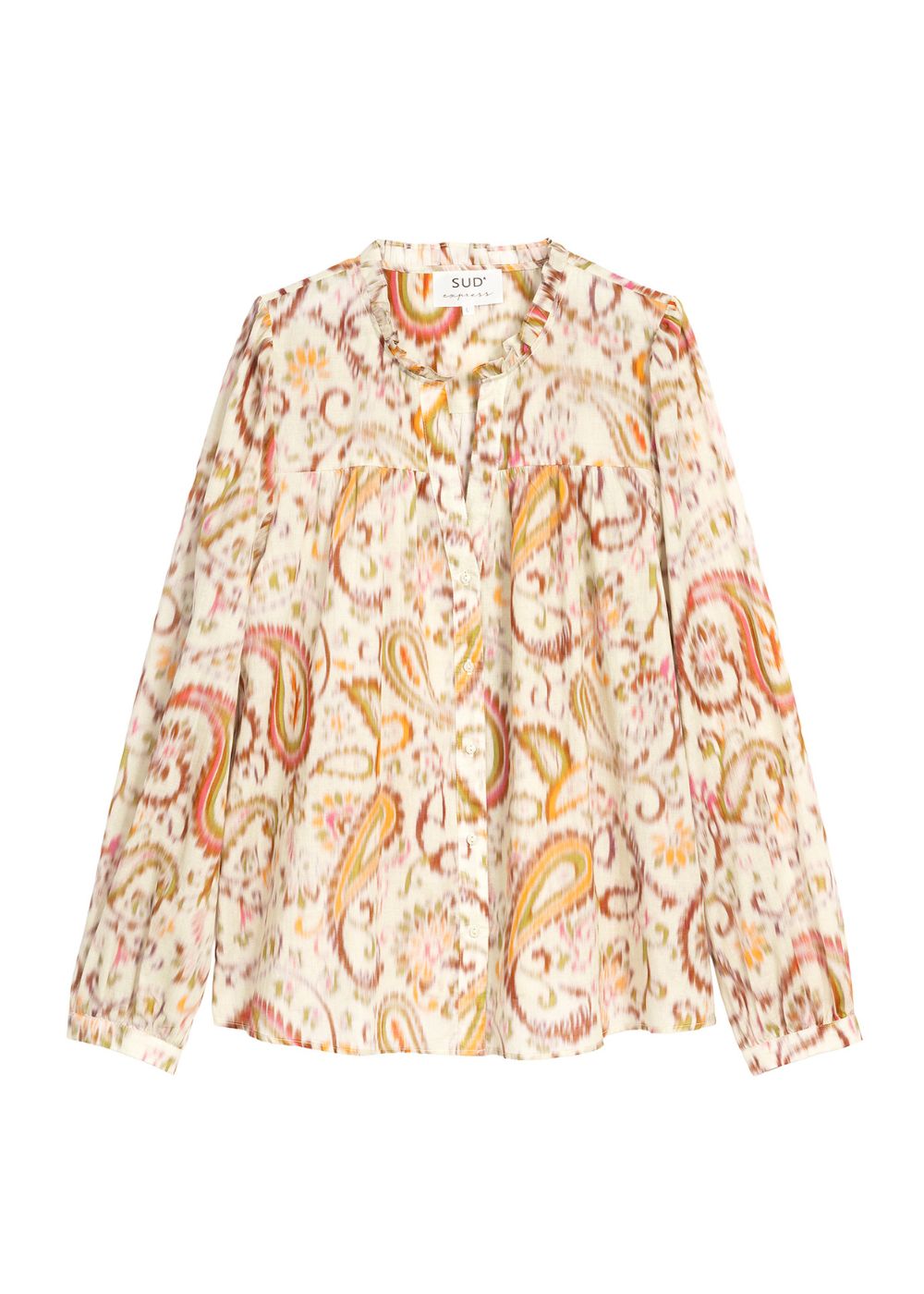 Printed cotton V-neck blouse - Sud Express - 6 - Sud Express