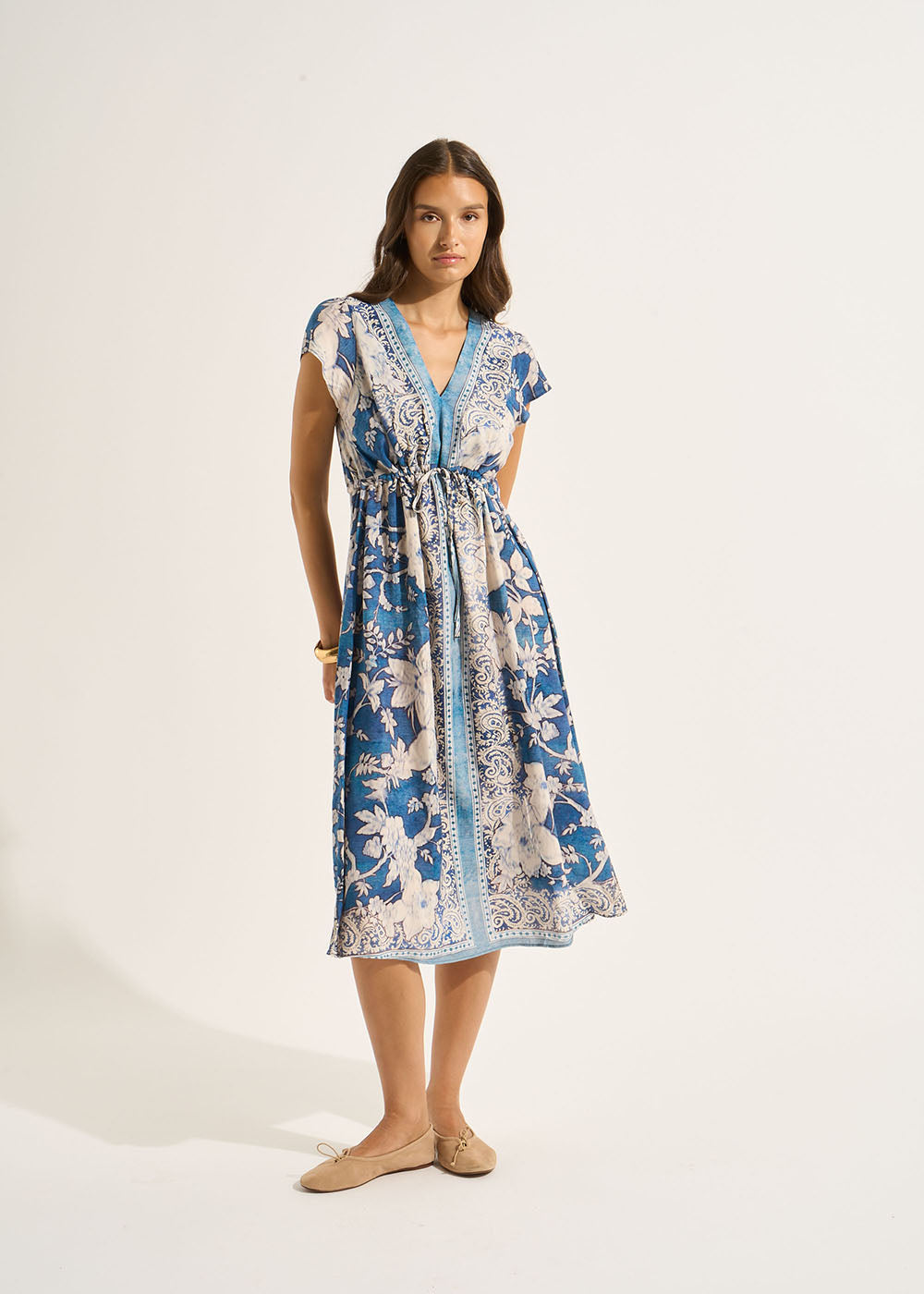 RAPHNEA Printed long dress with tie - 1 - Sud Express - Sud Express