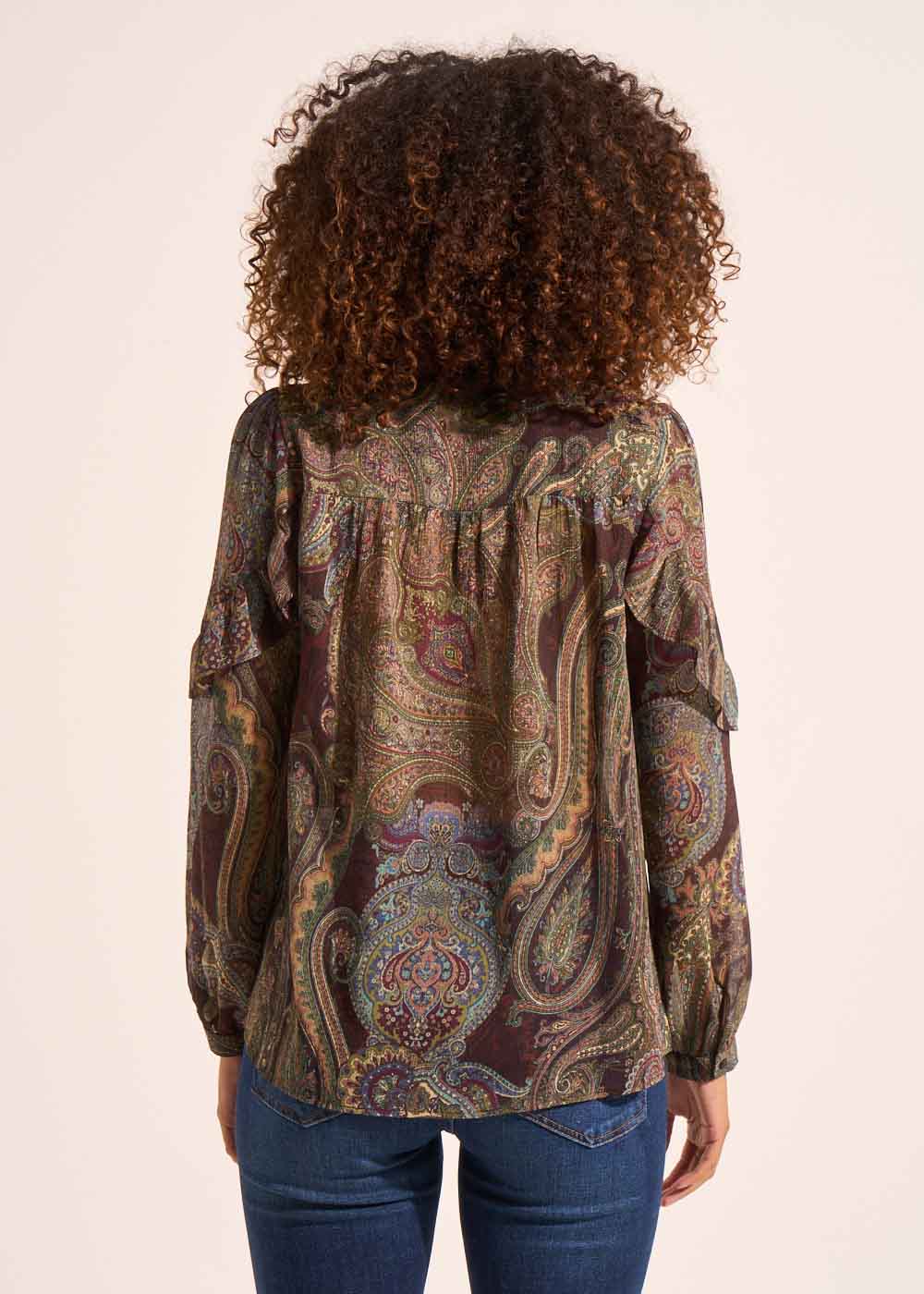 Loose printed blouse with long puffed sleeves - Sud Express - 3 - Sud Express