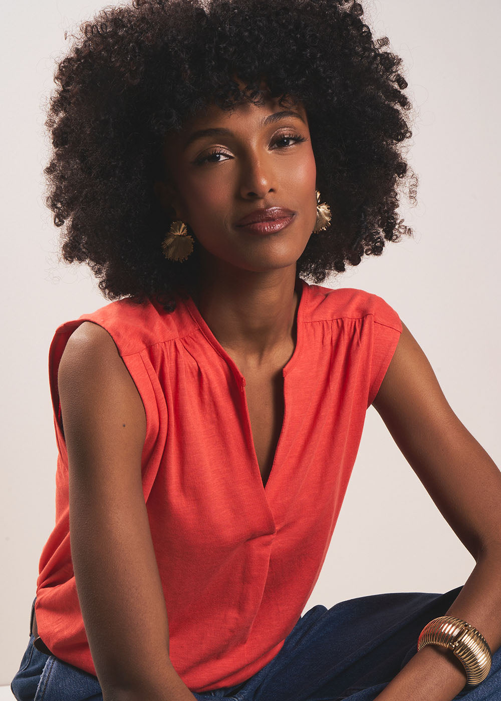 THIERRA Fluid V-neck tank top with wide straps - 1 - Sud Express - Sud Express