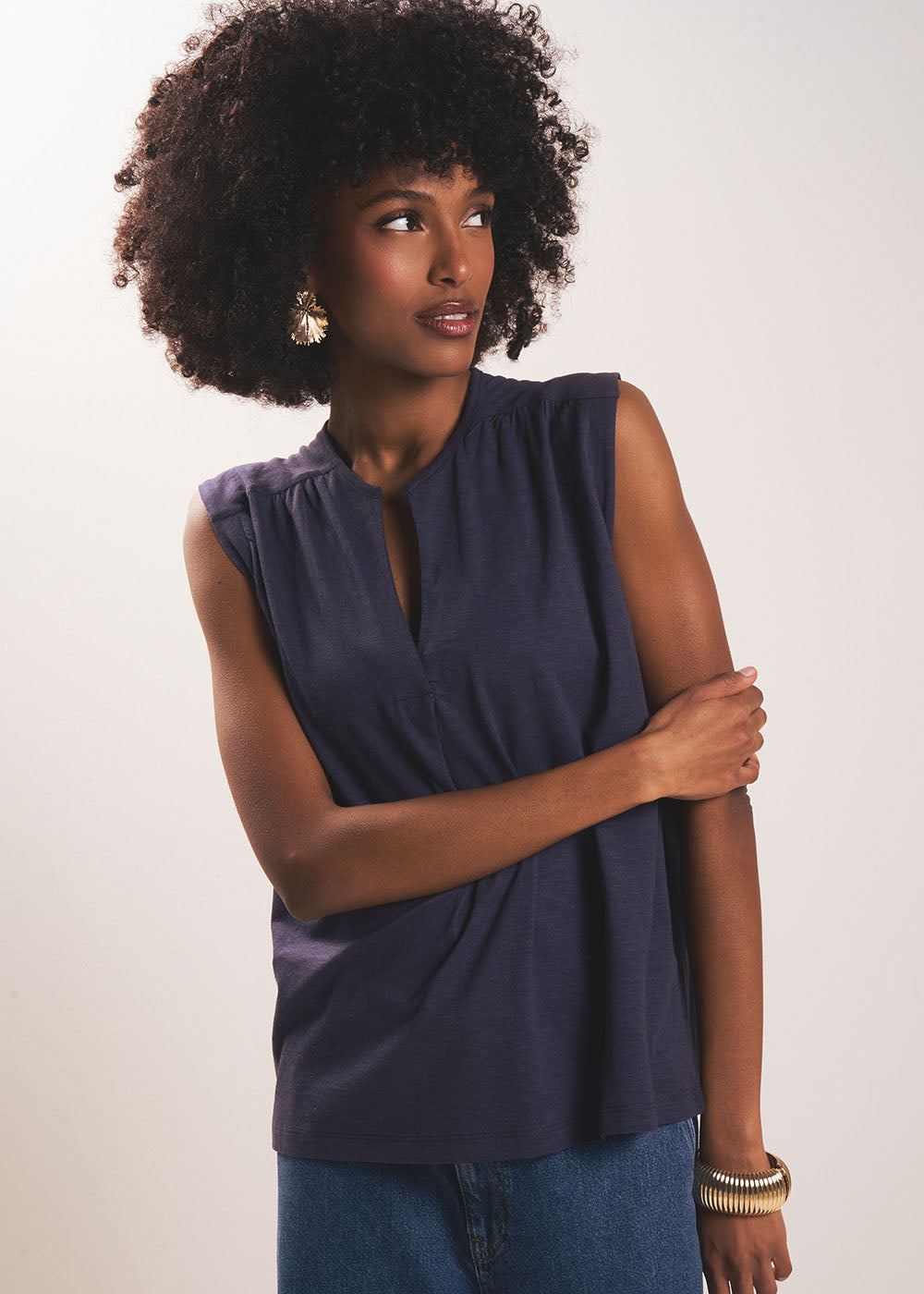 THIERRA Fluid V-neck tank top with wide straps - 1 - Sud Express - Sud Express