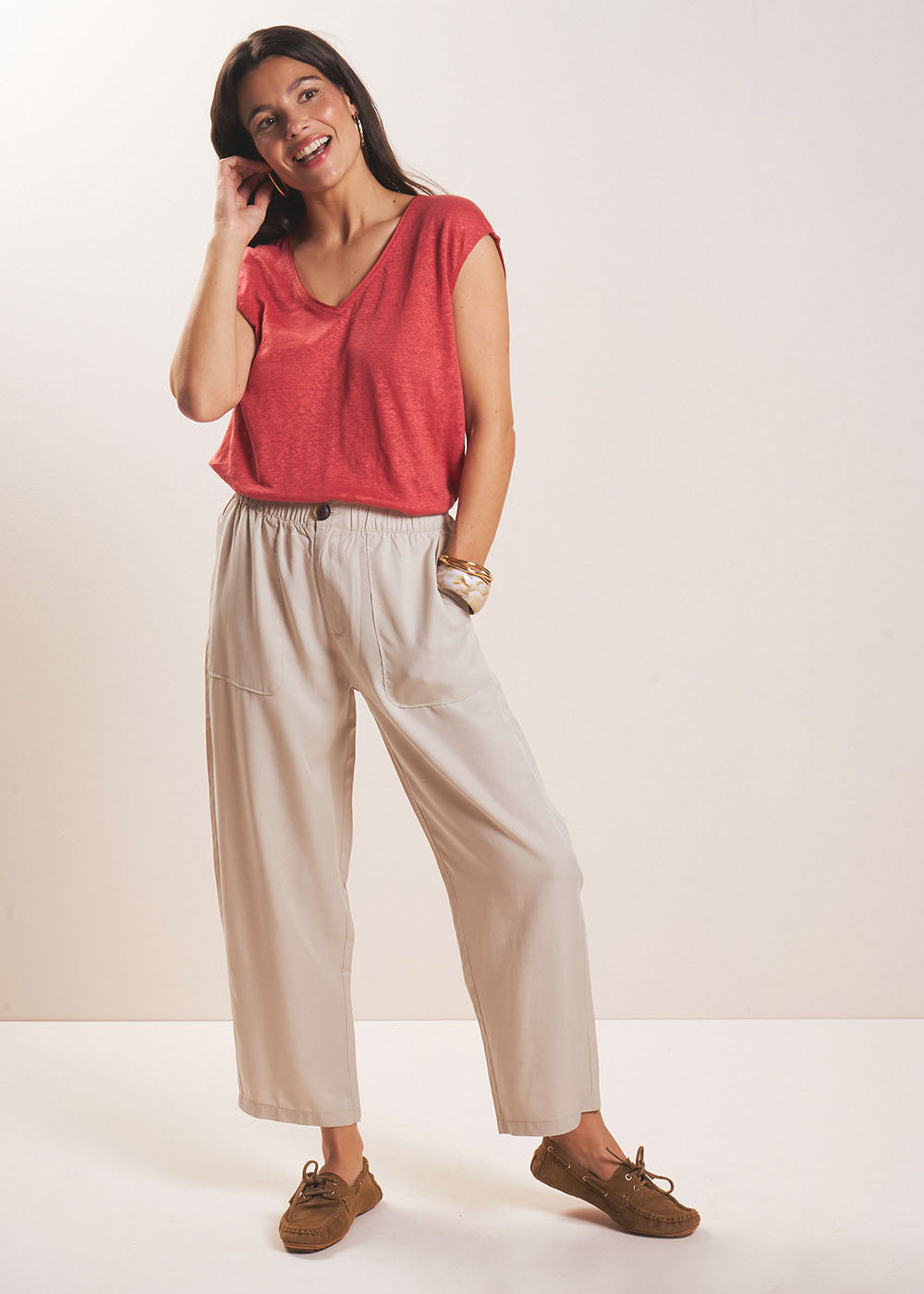 Linen V-neck tank top - Sud Express - 5 - Sud Express