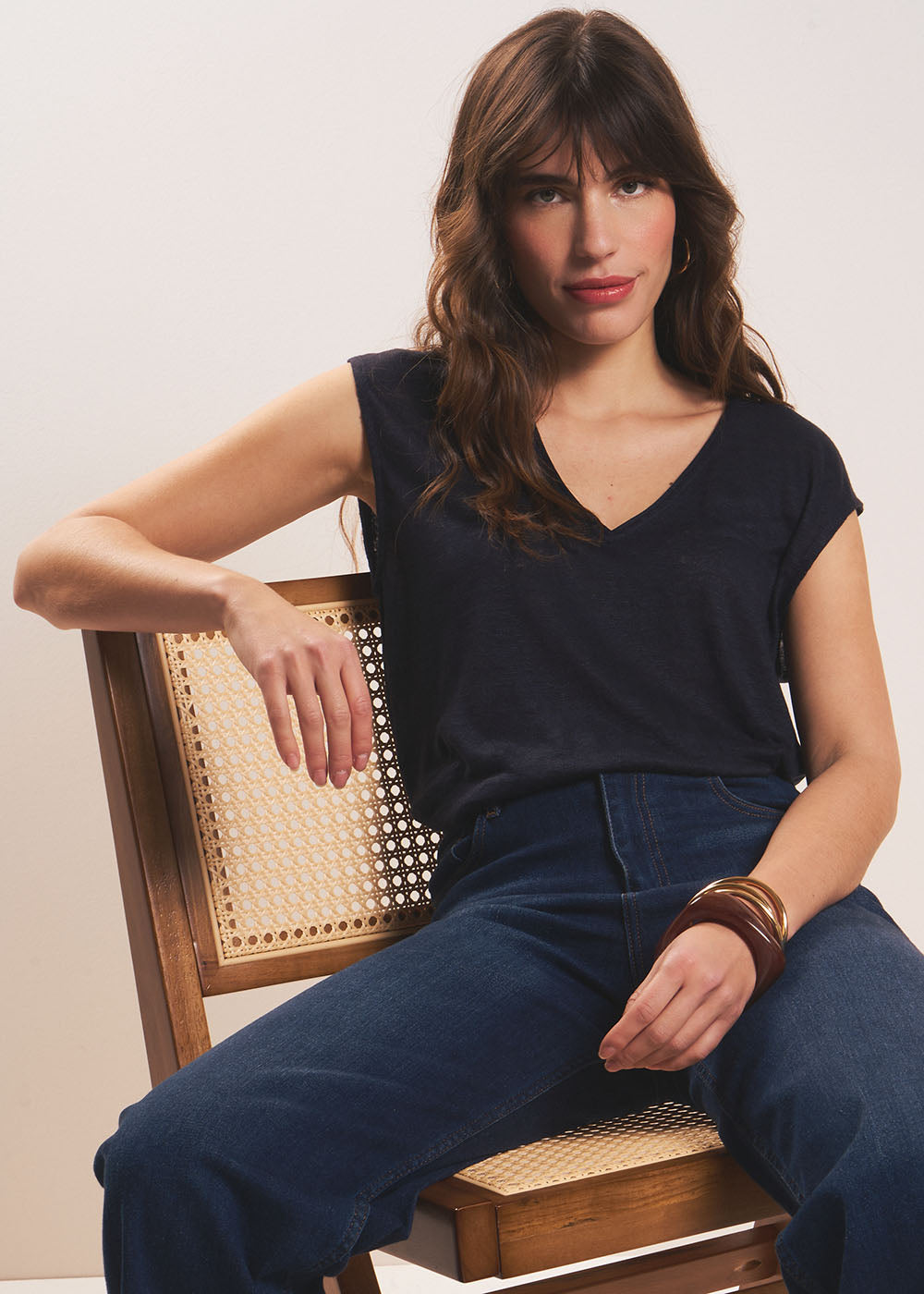 DARIALY Linen V-neck tank top - 4 - Sud Express - Sud Express