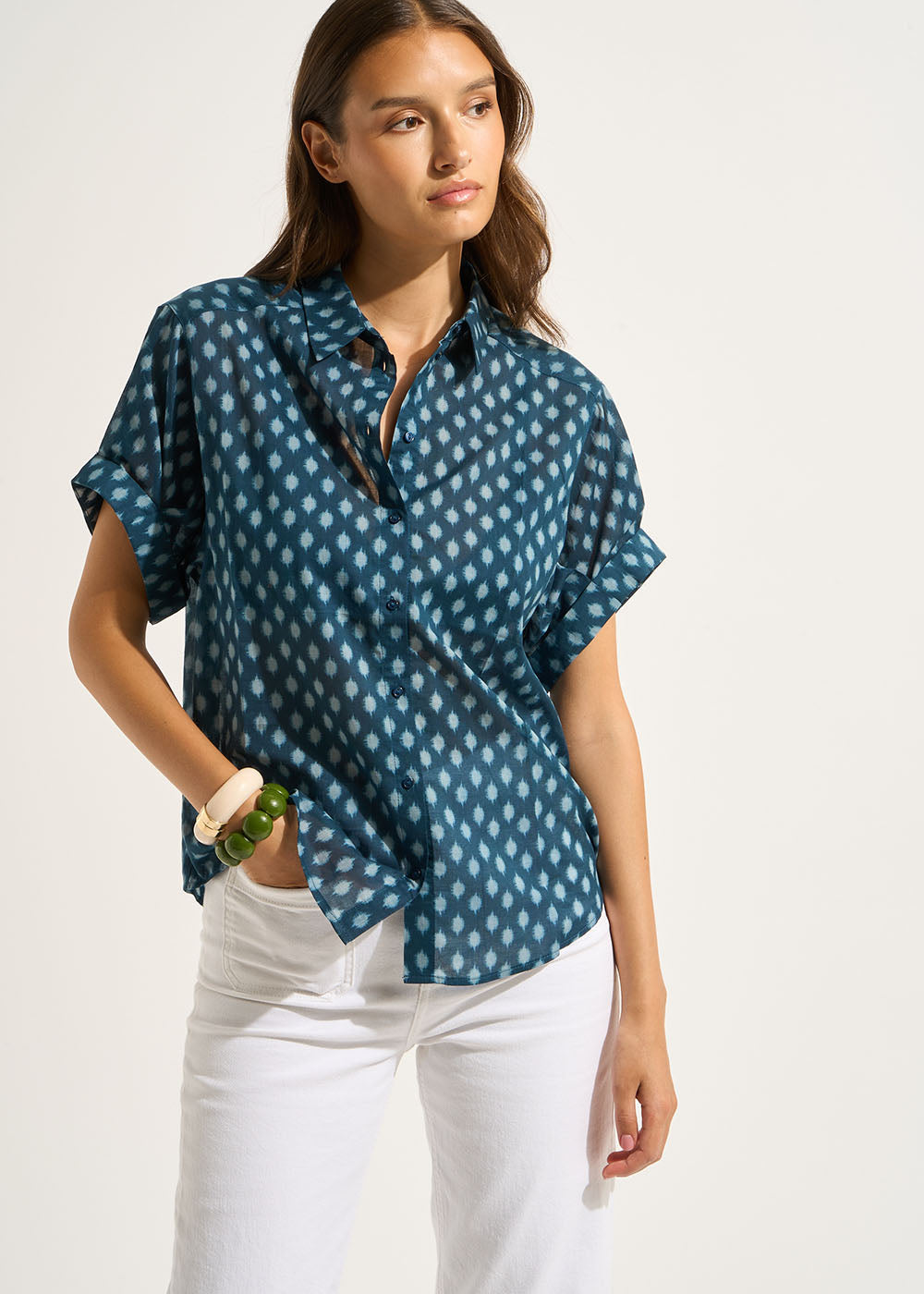 CIBALT Short-sleeved printed cotton shirt - 1 - Sud Express - Sud Express