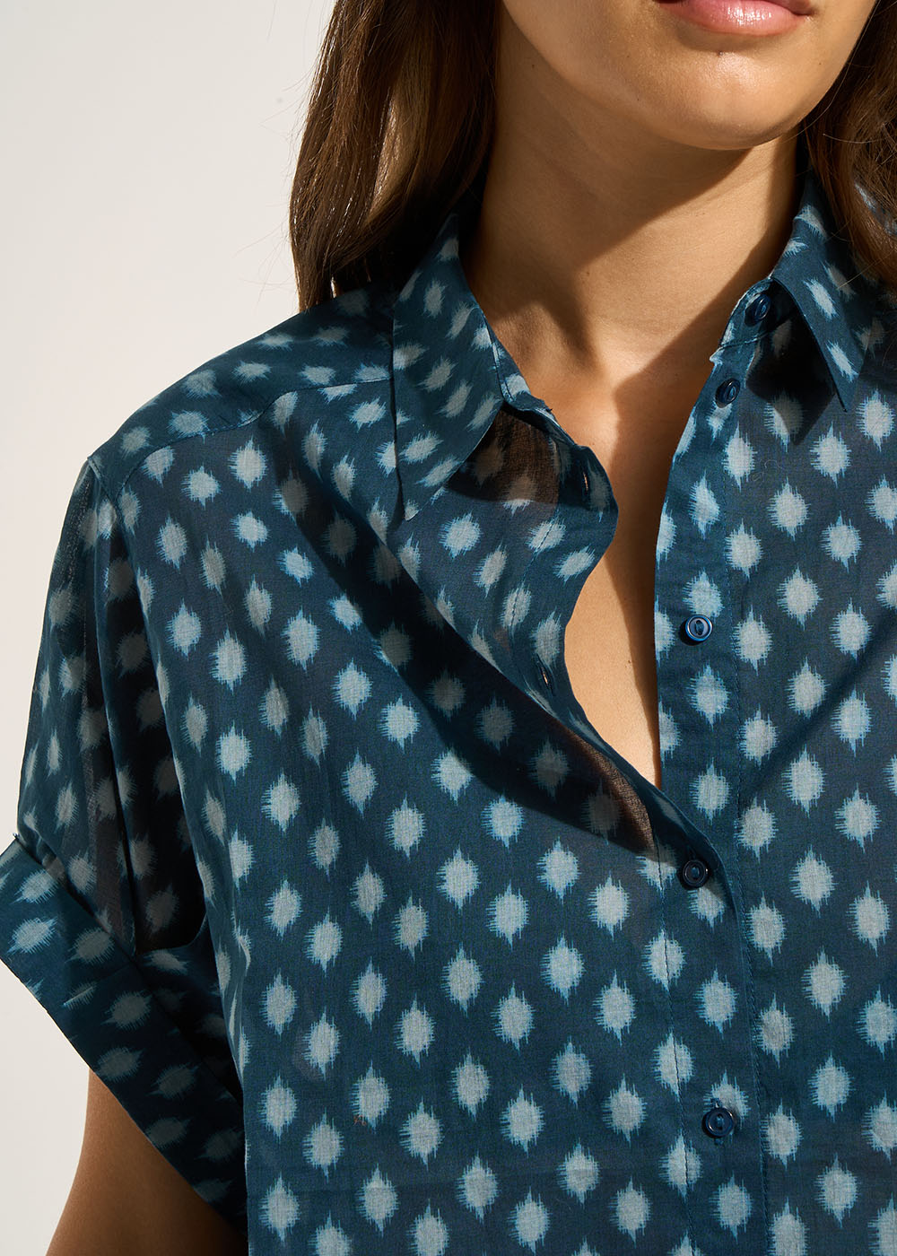 Short-sleeved printed cotton shirt - Sud Express - 2 - Sud Express