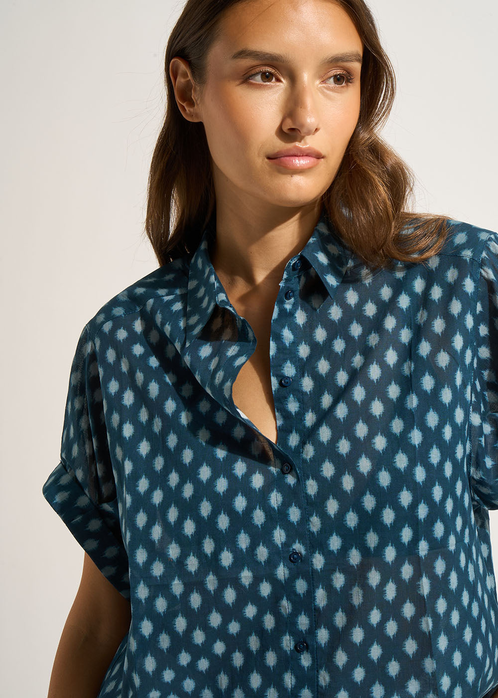 Short-sleeved printed cotton shirt - Sud Express - 6 - Sud Express