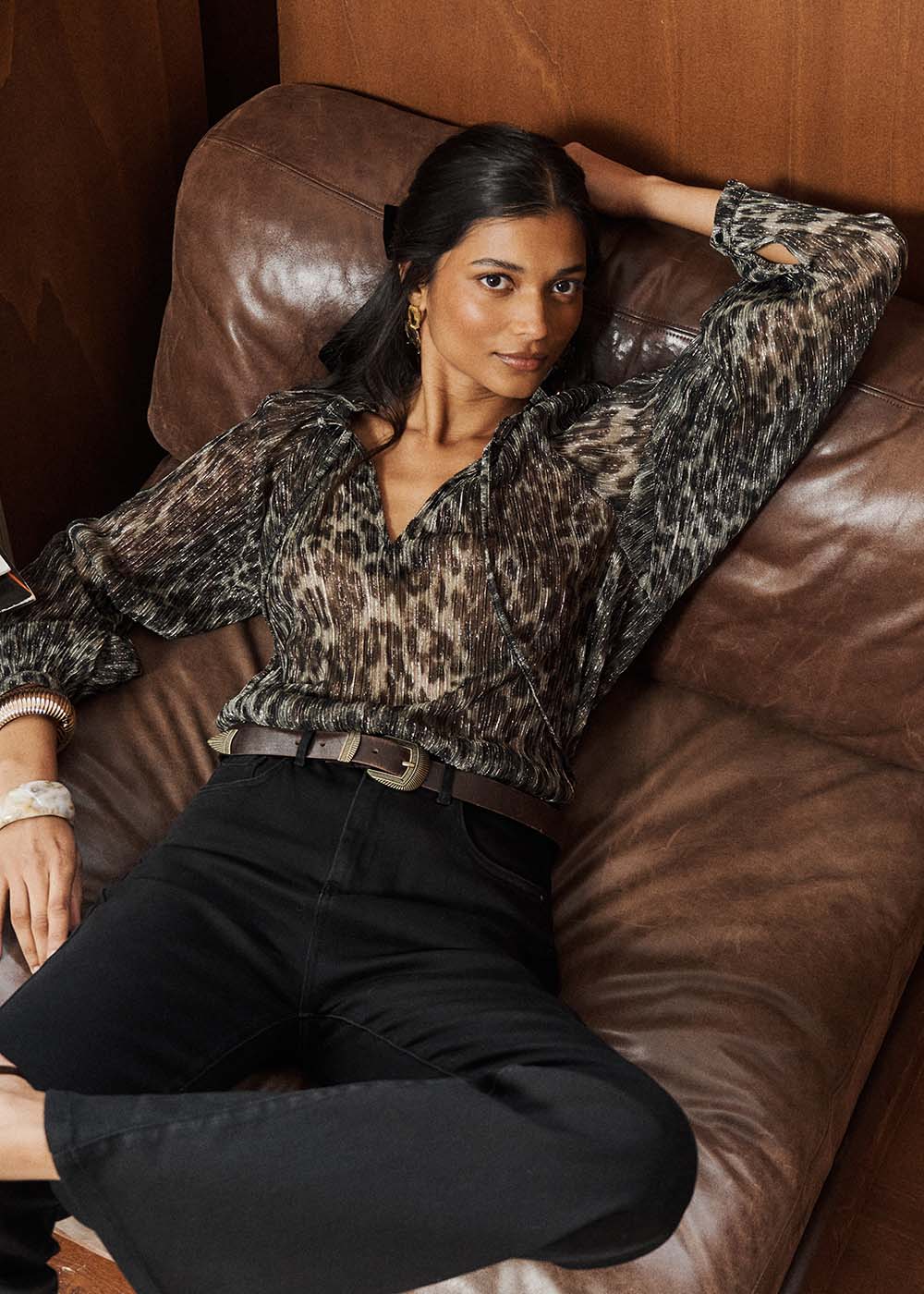 TAURENCIA Leopard print lurex blouse - 1 - Sud Express - Sud Express