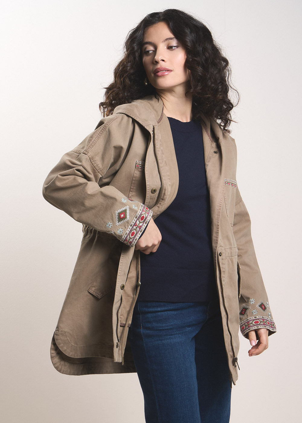 VALOUISE Embroidered cotton parka with hood - 1 - Sud Express - Sud Express