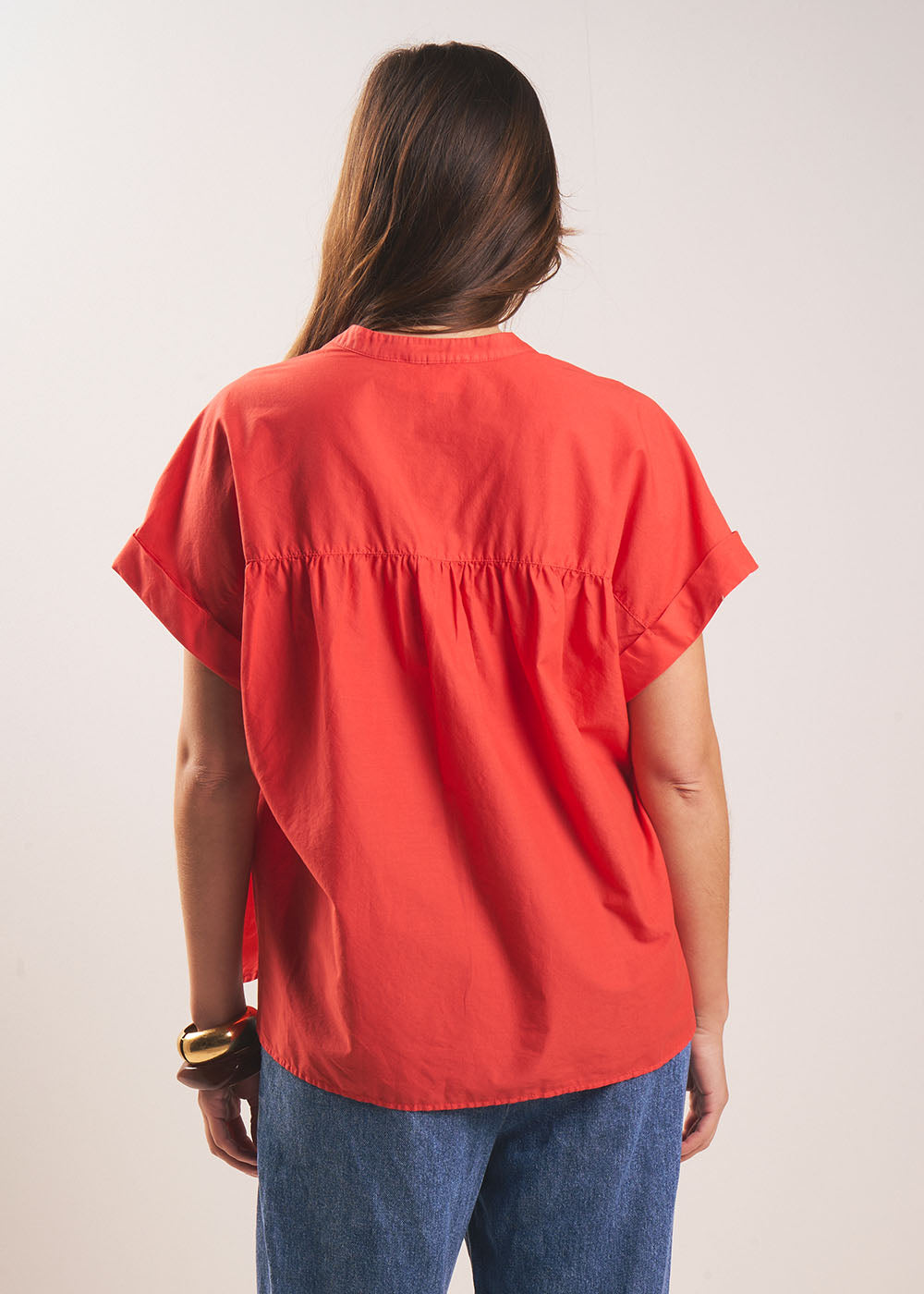 CELINIE Short-sleeved blouse with long button placket - 3 - Sud Express - Sud Express