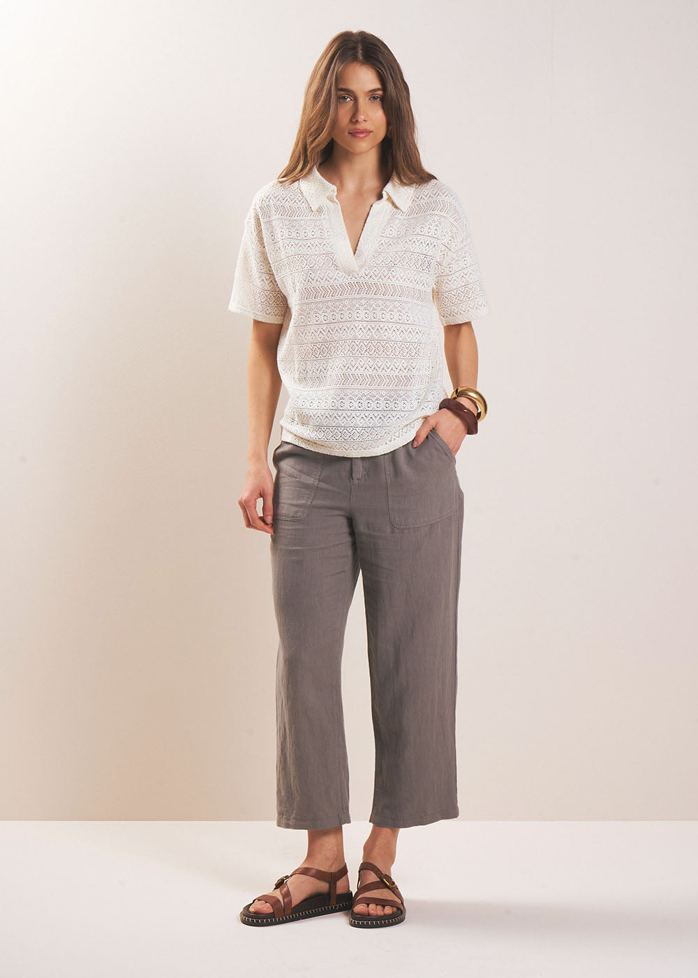 T-shirt with a lace shirt collar - Sud Express - 5 - Sud Express