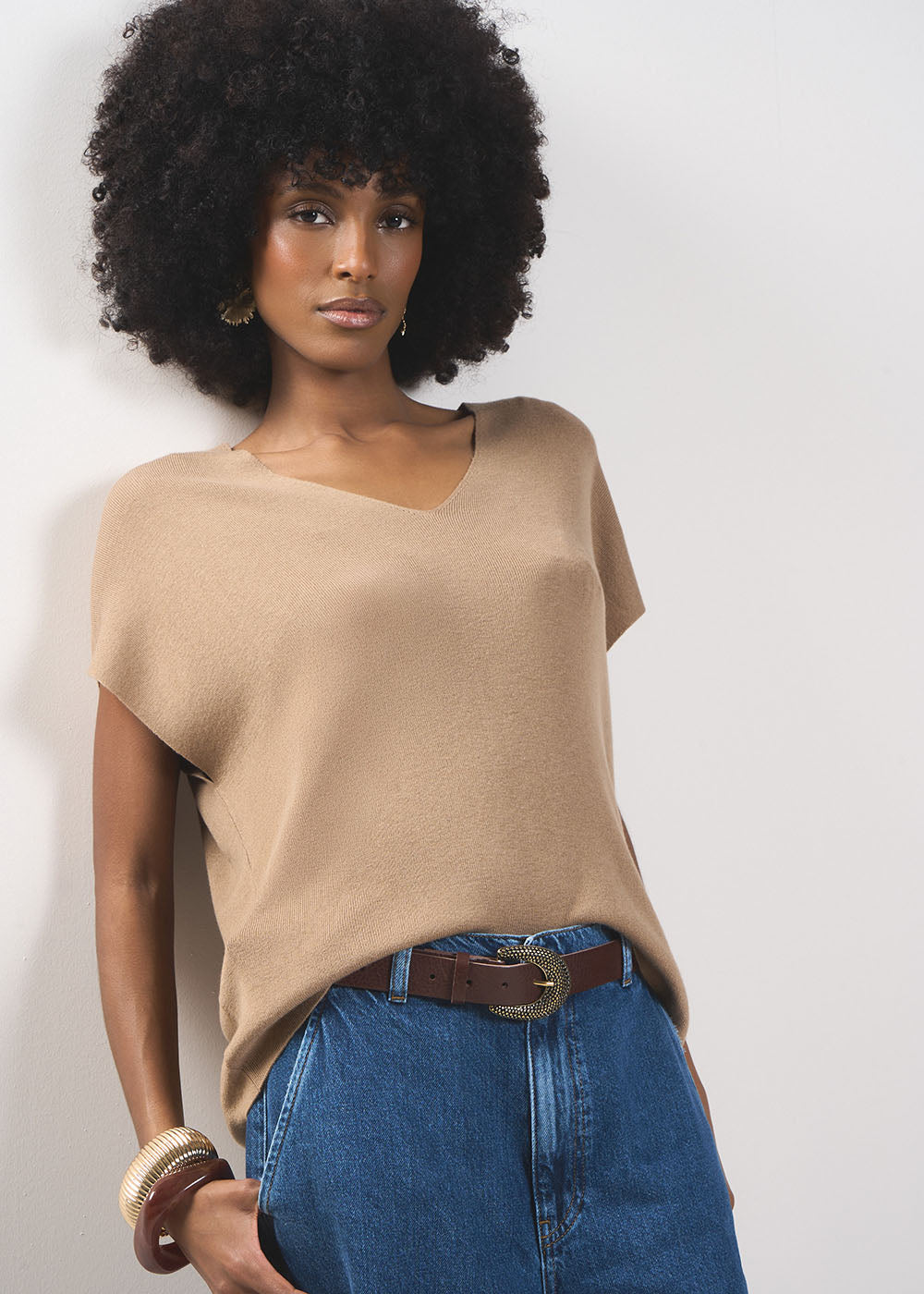 MATINY Sleeveless V-neck jumper in ribbed knit - 1 - Sud Express - Sud Express