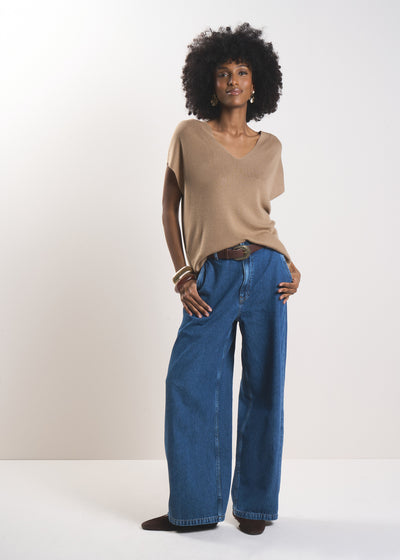Pantalon Court Femme Express Design Studio - Taille 6, Rayé Taupe - Neuf Avec étiquettes