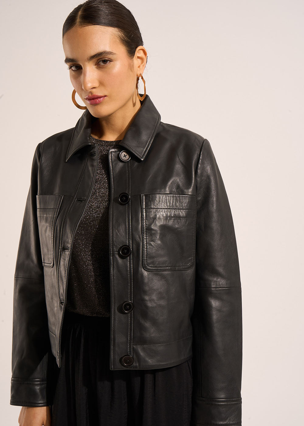 Smooth leather jacket - Sud Express - 5 - Sud Express