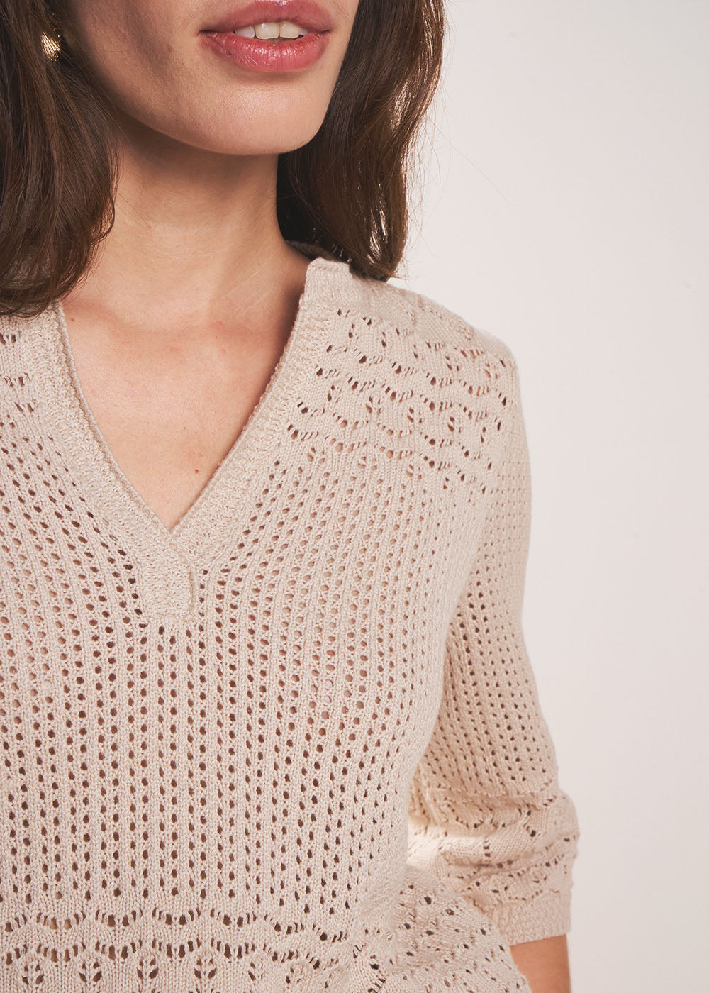 MOSY Tunisian neckline jumper in openwork knit - 2 - Sud Express - Sud Express