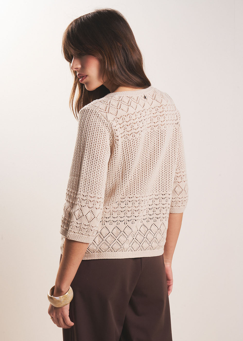 MOSY Tunisian neckline jumper in openwork knit - 3 - Sud Express - Sud Express