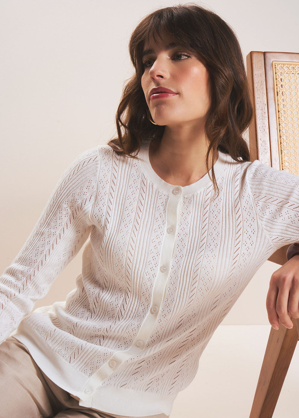 GATSALY Pointelle knit cardigan - 1 - Sud Express - Sud Express