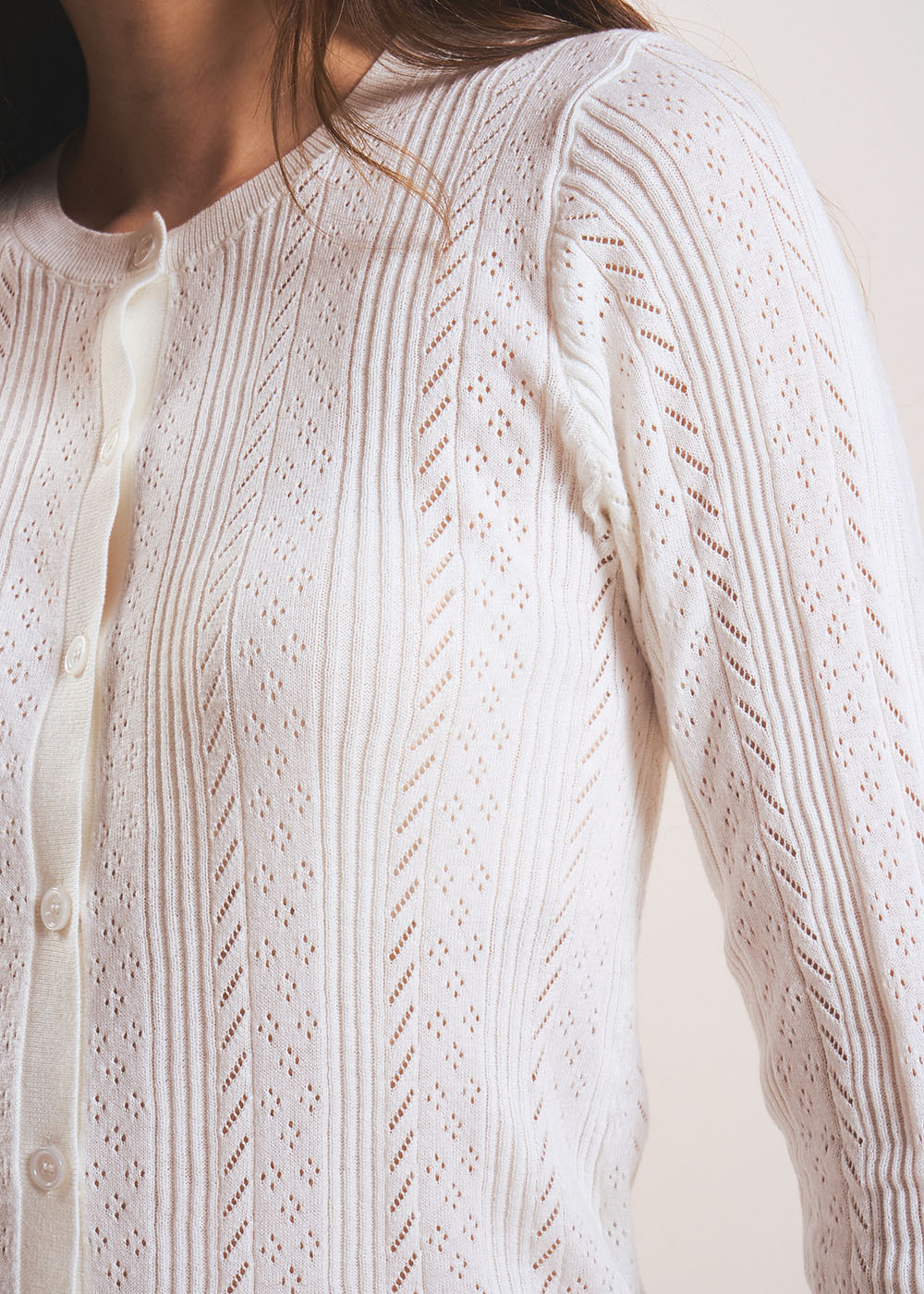 Pointelle knit cardigan - Sud Express - 2 - Sud Express