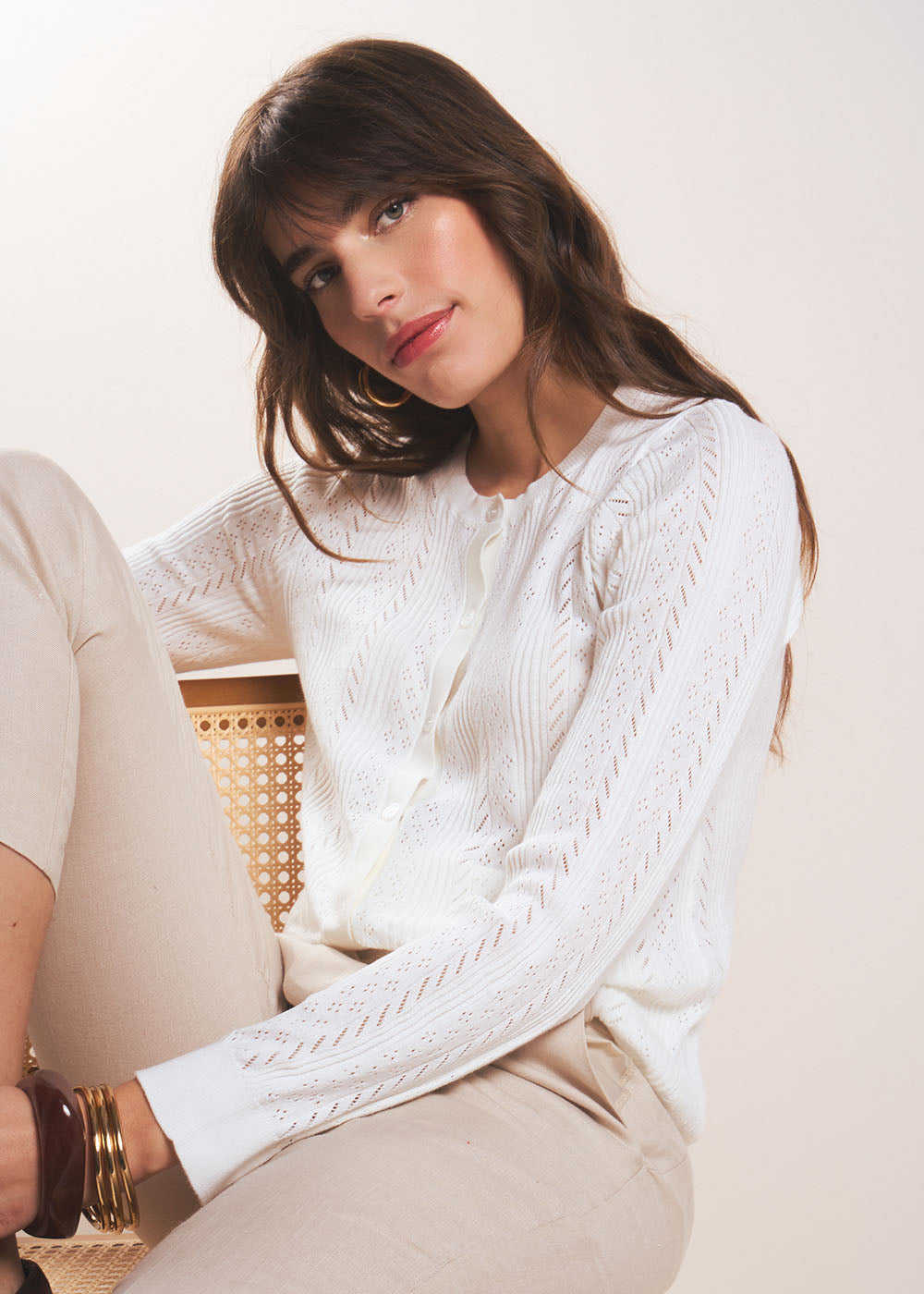 Pointelle knit cardigan - Sud Express - 5 - Sud Express