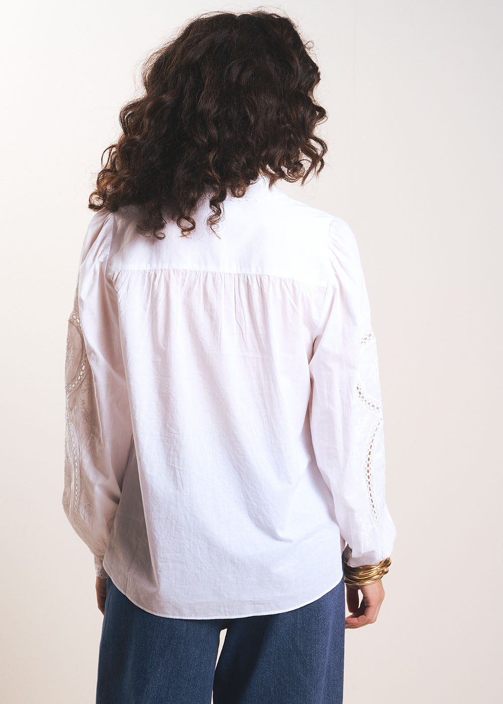 CORALINA Embroidered long-sleeved puff-sleeve cotton blouse - 3 - Sud Express - Sud Express