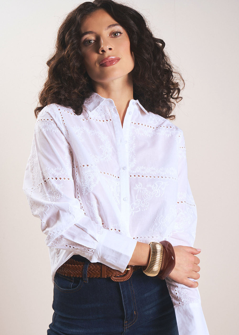 CALIPSO Embroidered cotton shirt - 1 - Sud Express - Sud Express