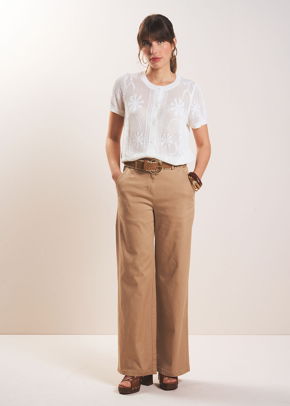 PAROS High-waisted straight-leg trousers - 1 - Sud Express - Sud Express