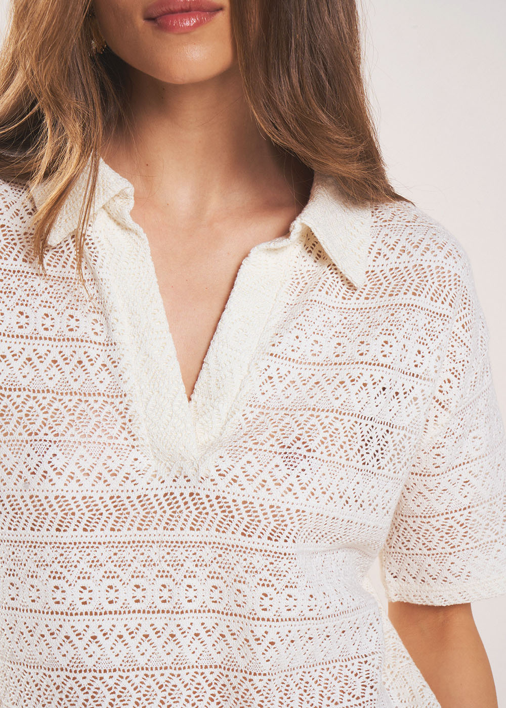 TARIONI T-shirt with a lace shirt collar - 1 - Sud Express - Sud Express
