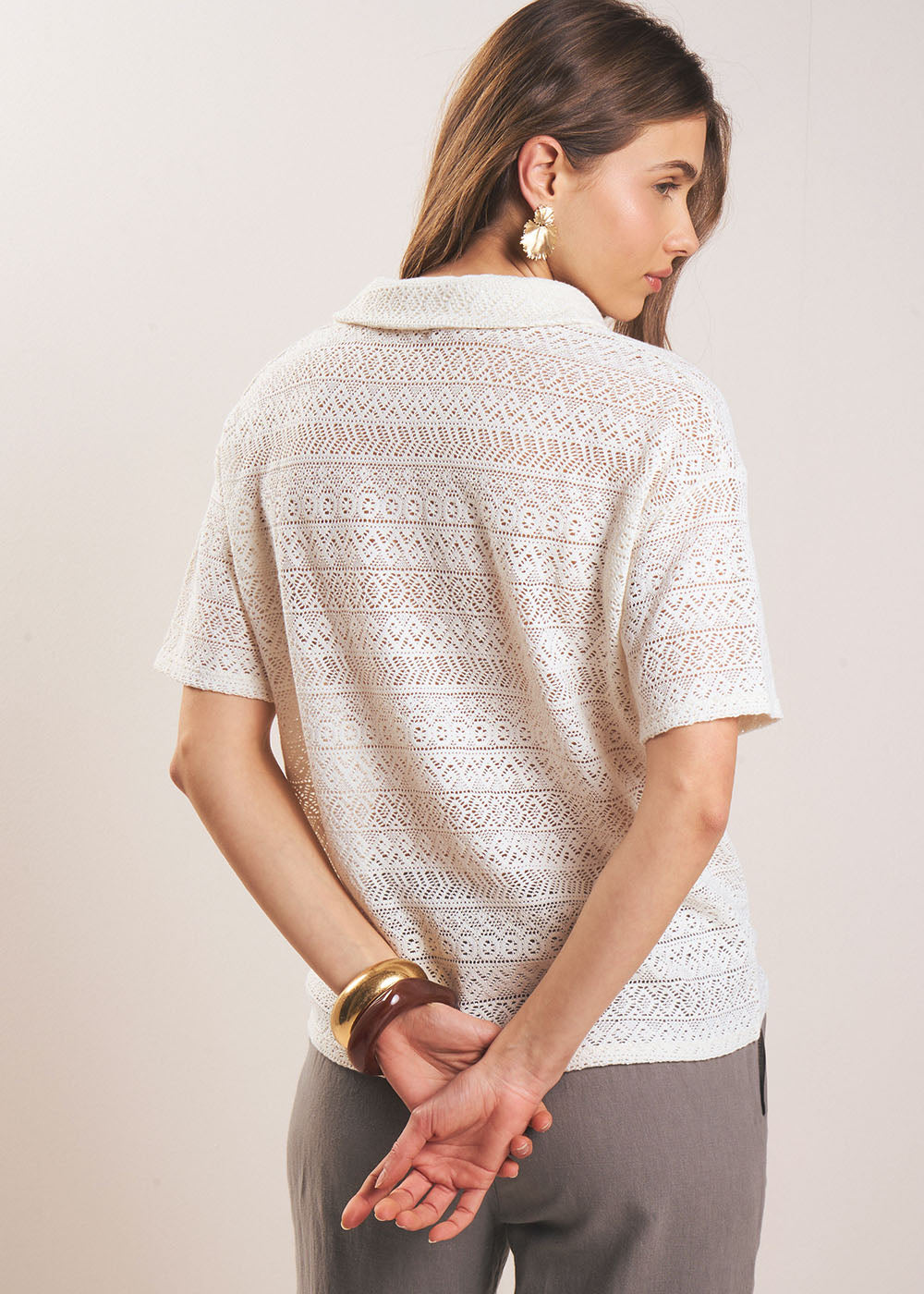 TARIONI T-shirt with a lace shirt collar - 3 - Sud Express - Sud Express