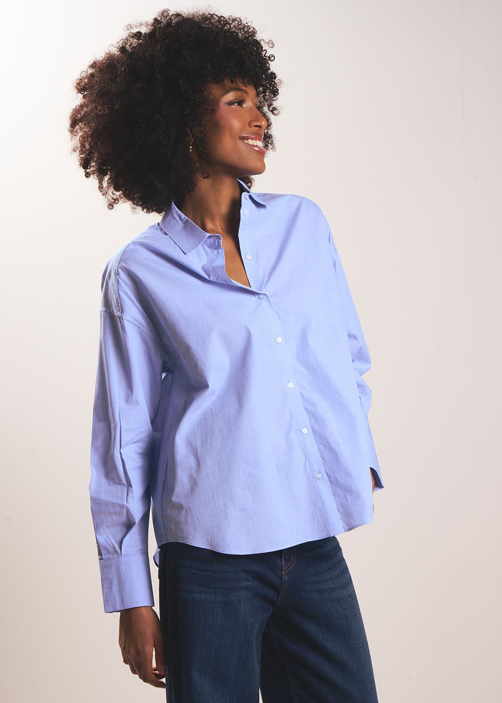 Oversized cotton poplin shirt - Sud Express - 5 - Sud Express