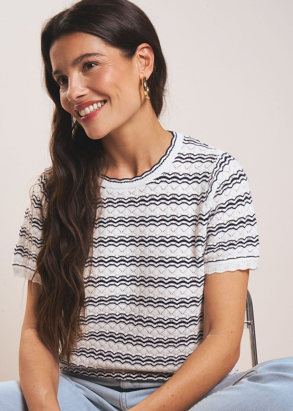 MATY Striped fancy knit top - 1 - Sud Express - Sud Express