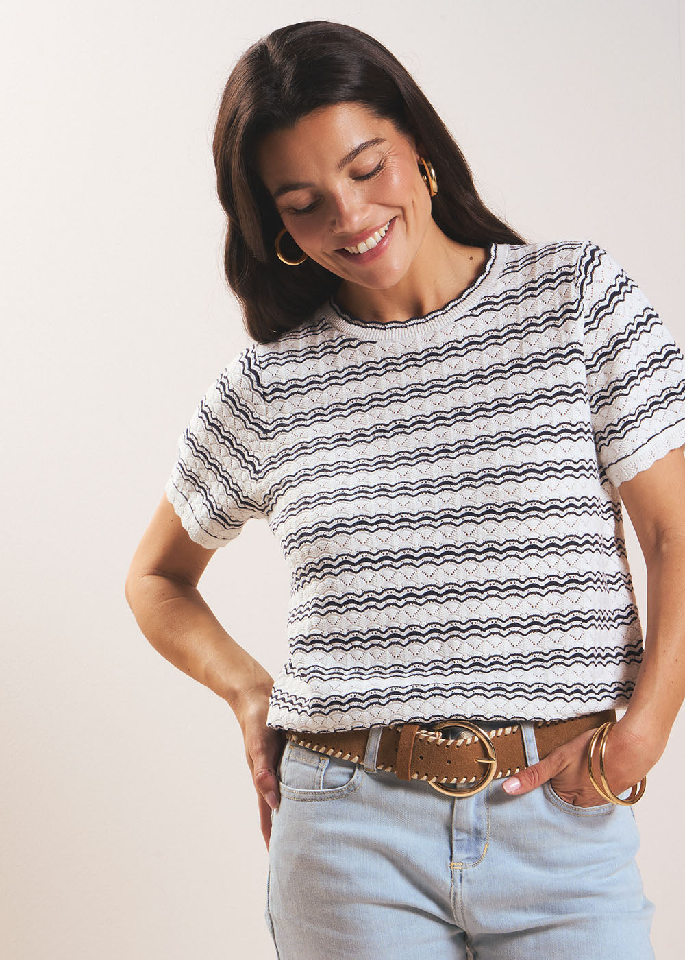 MATY Striped fancy knit top - 4 - Sud Express - Sud Express