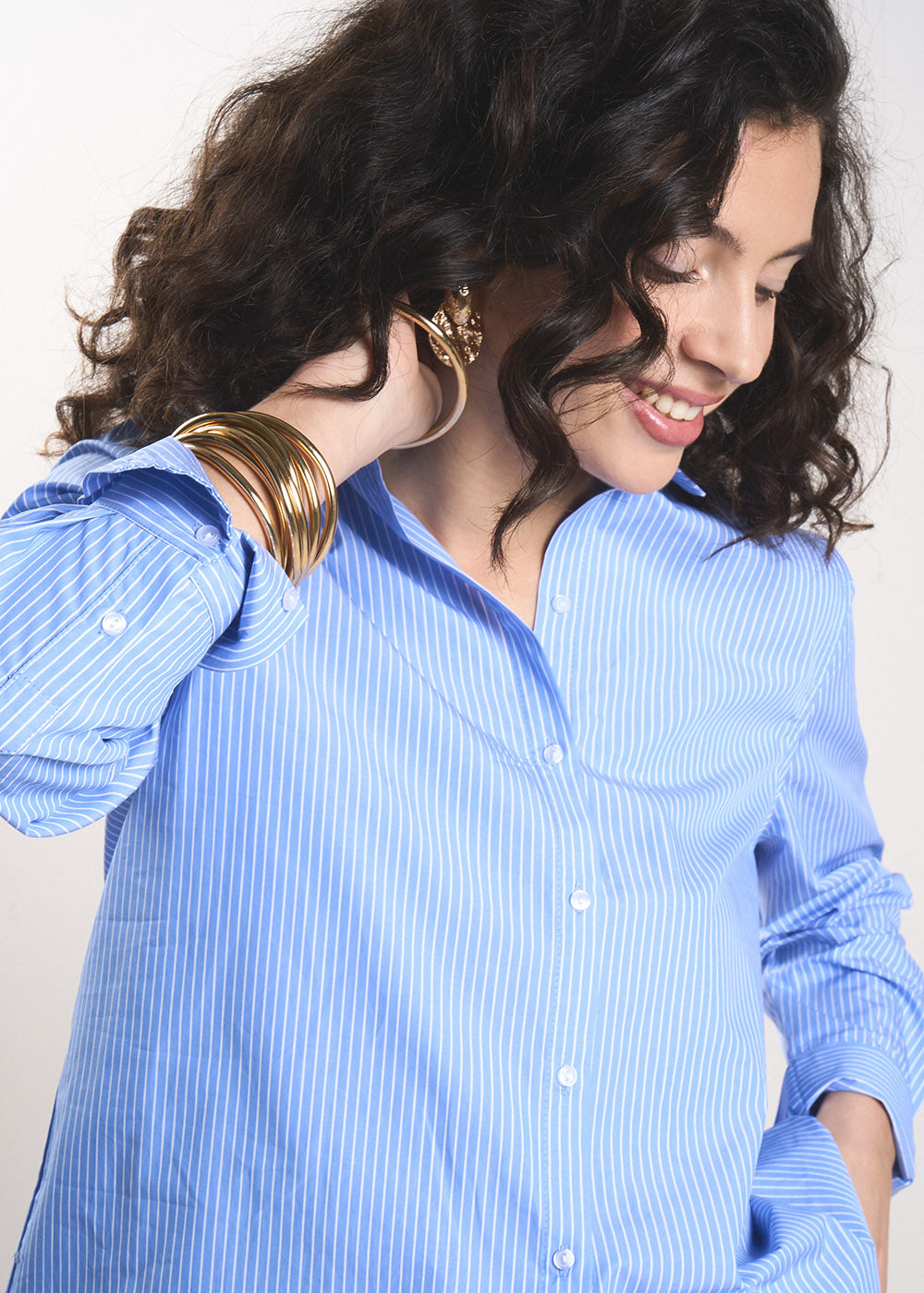 CECILE Oversized striped cotton shirt  - 4 - Sud Express - Sud Express