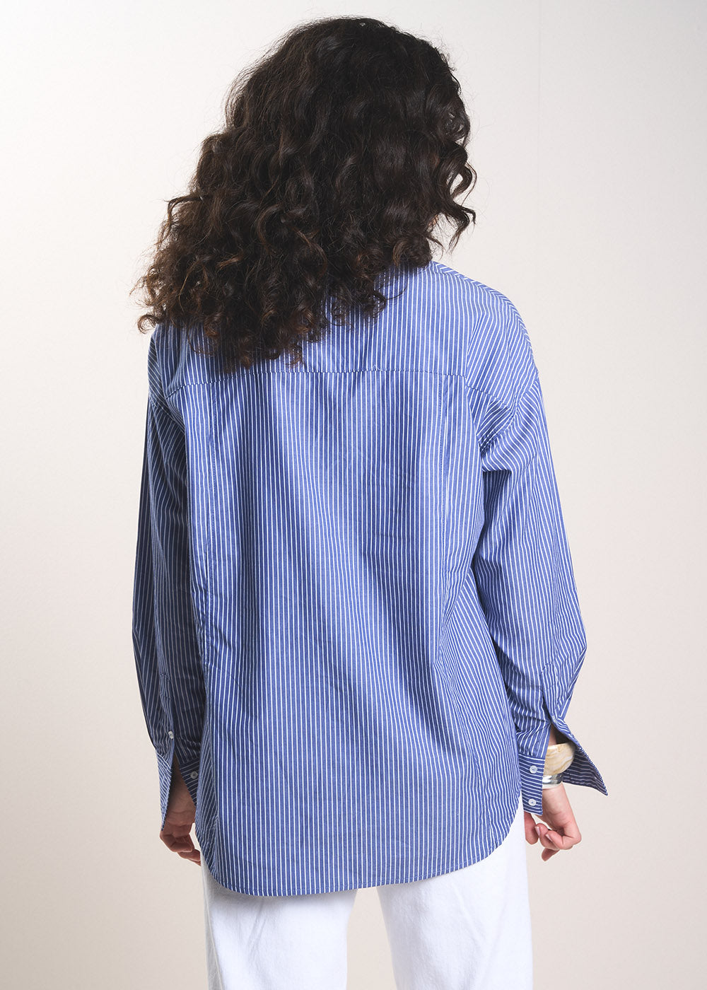 CADORA Oversized striped shirt in cotton poplin - 3 - Sud Express - Sud Express