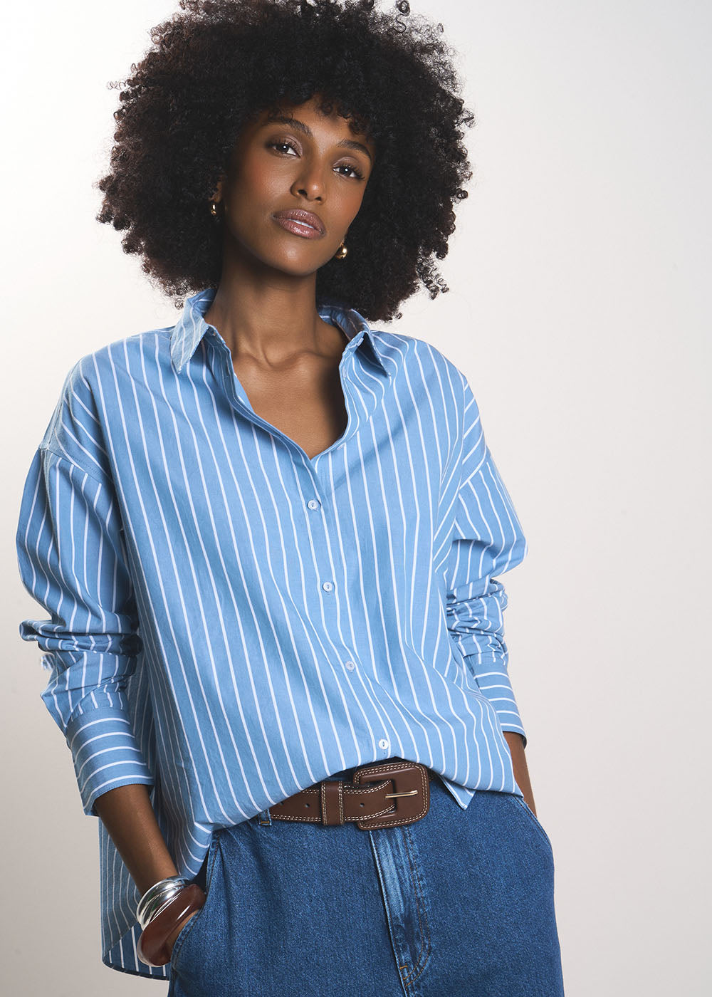 CALOA Oversized striped long-sleeved cotton shirt - 1 - Sud Express - Sud Express