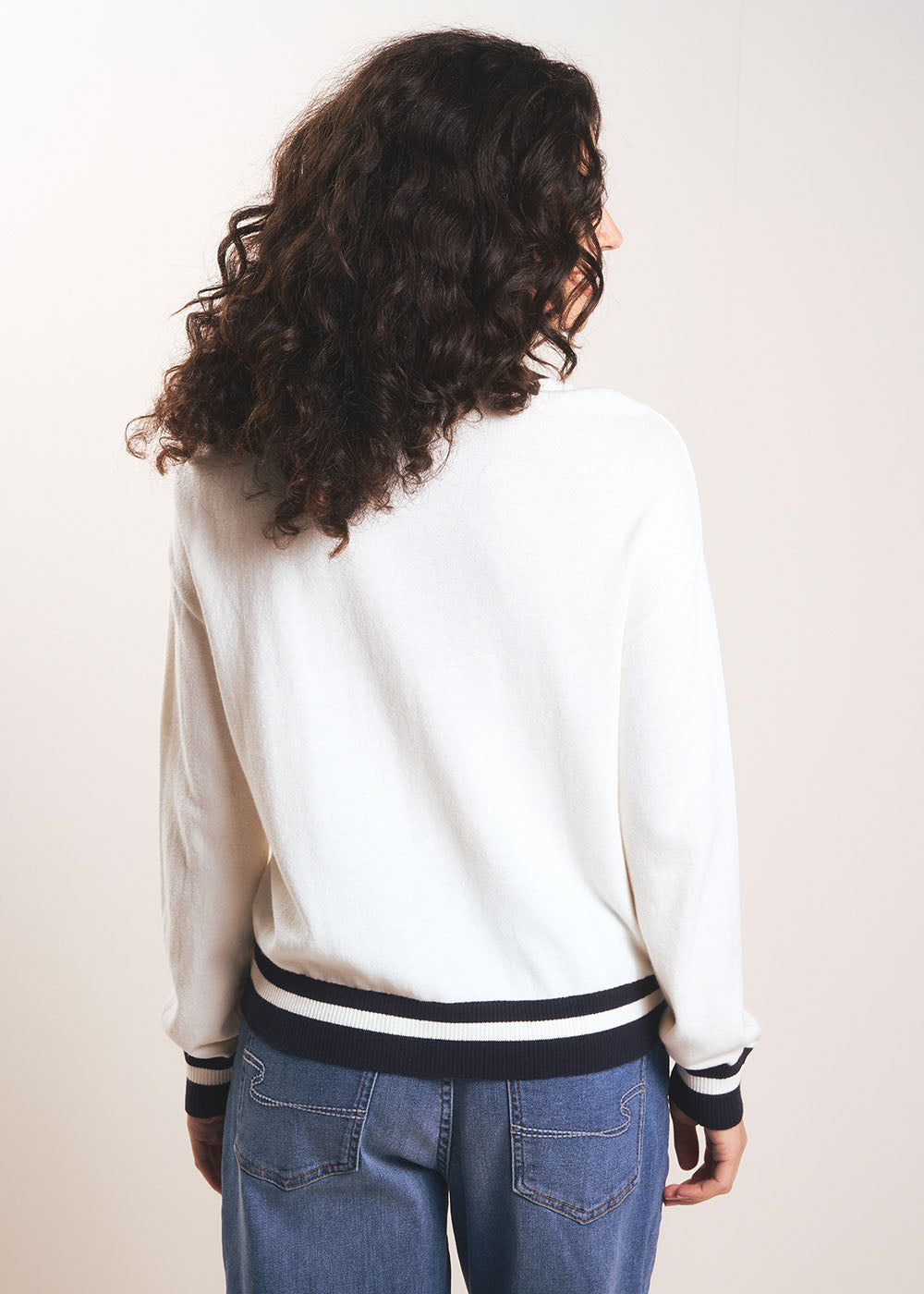 V-neck jumper with ribbed trim - Sud Express - 3 - Sud Express