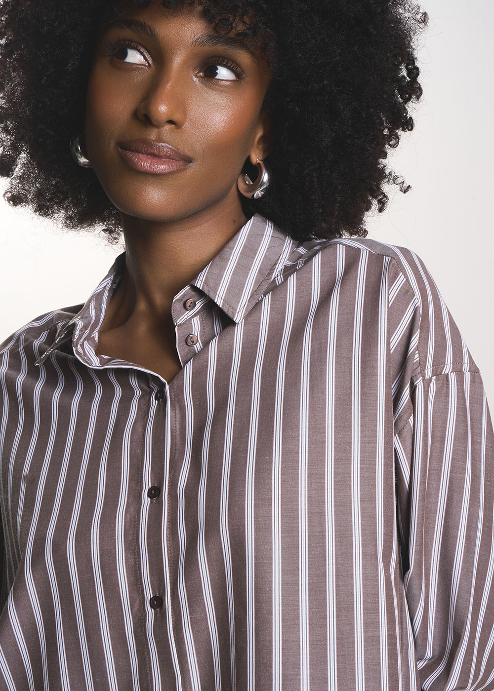 CLEMENCIA Oversized shirt with contrasting stripes - 2 - Sud Express - Sud Express