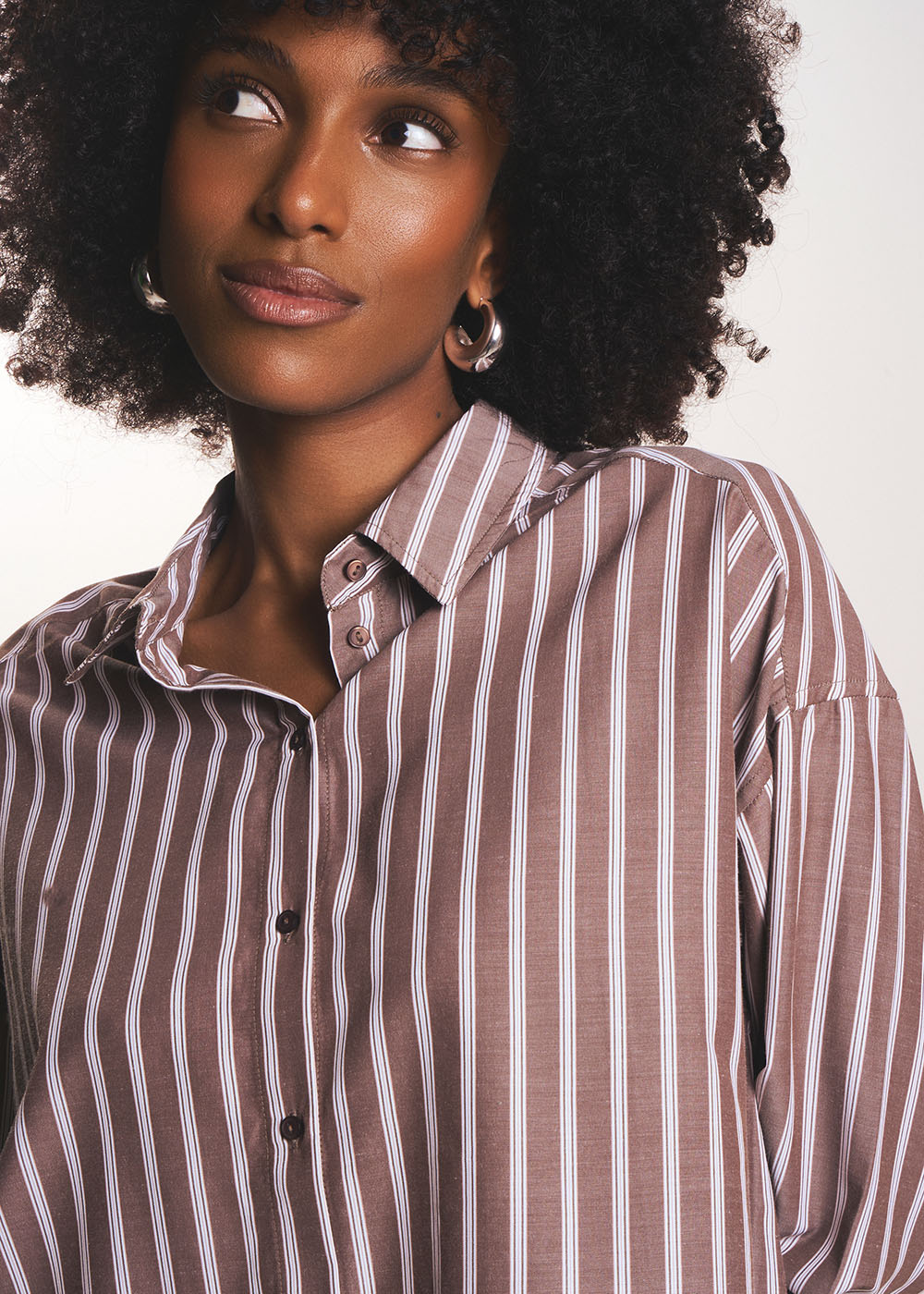 CLEMENCIA Oversized shirt with contrasting stripes - 1 - Sud Express - Sud Express