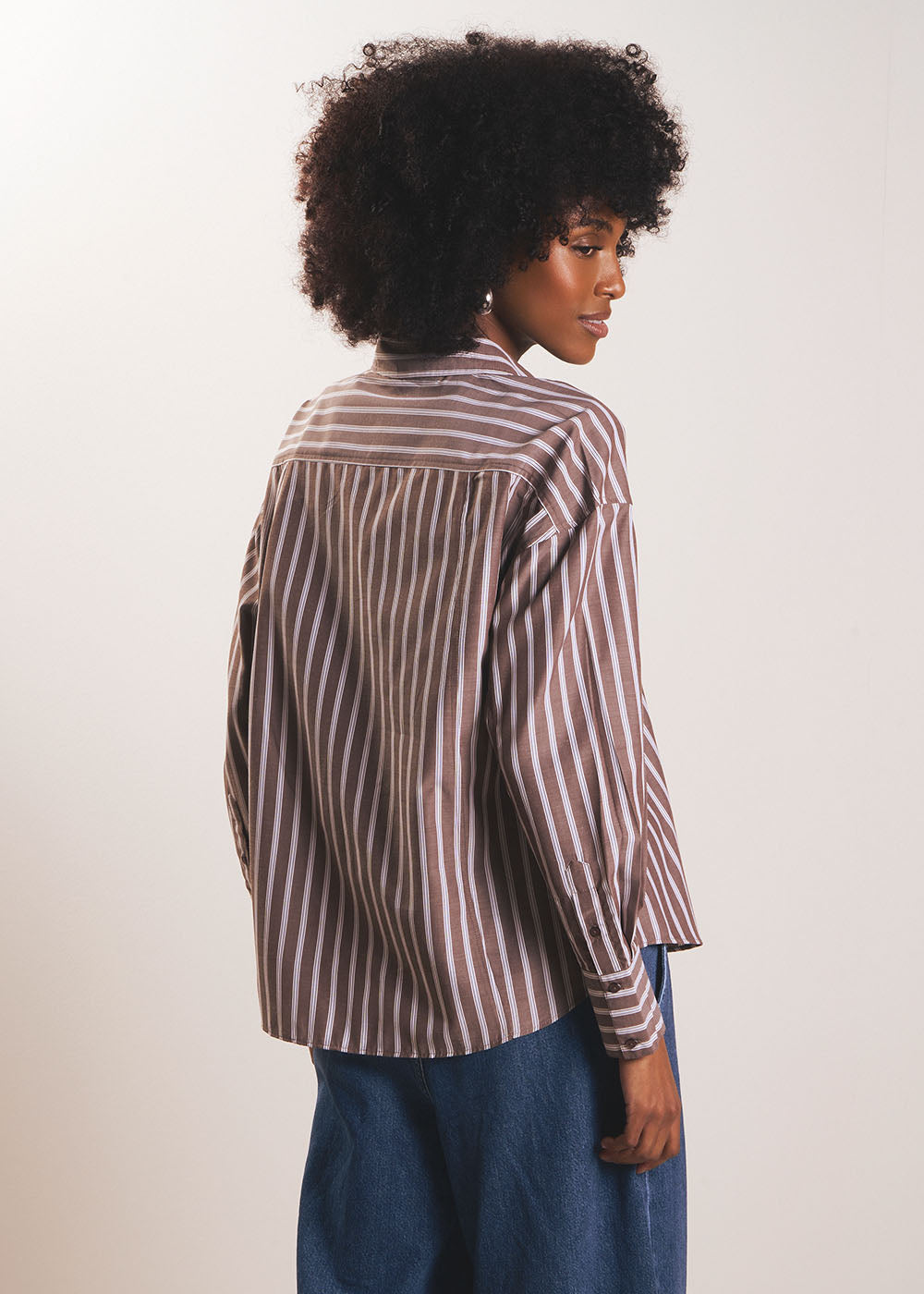 CLEMENCIA Oversized shirt with contrasting stripes - 2 - Sud Express - Sud Express