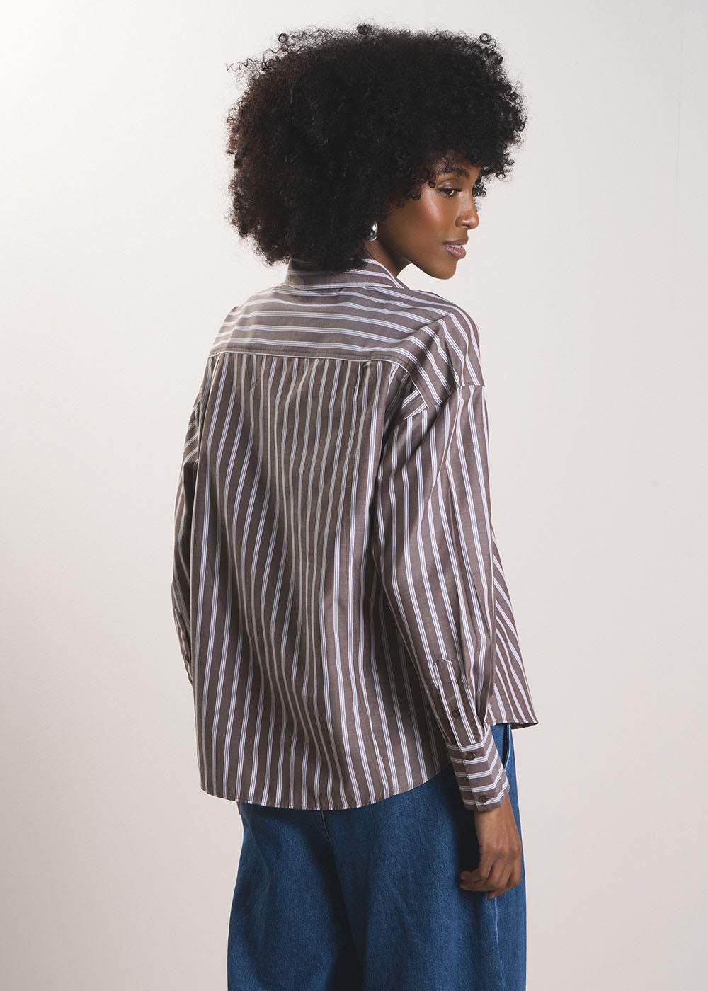 CLEMENCIA Oversized shirt with contrasting stripes - 3 - Sud Express - Sud Express