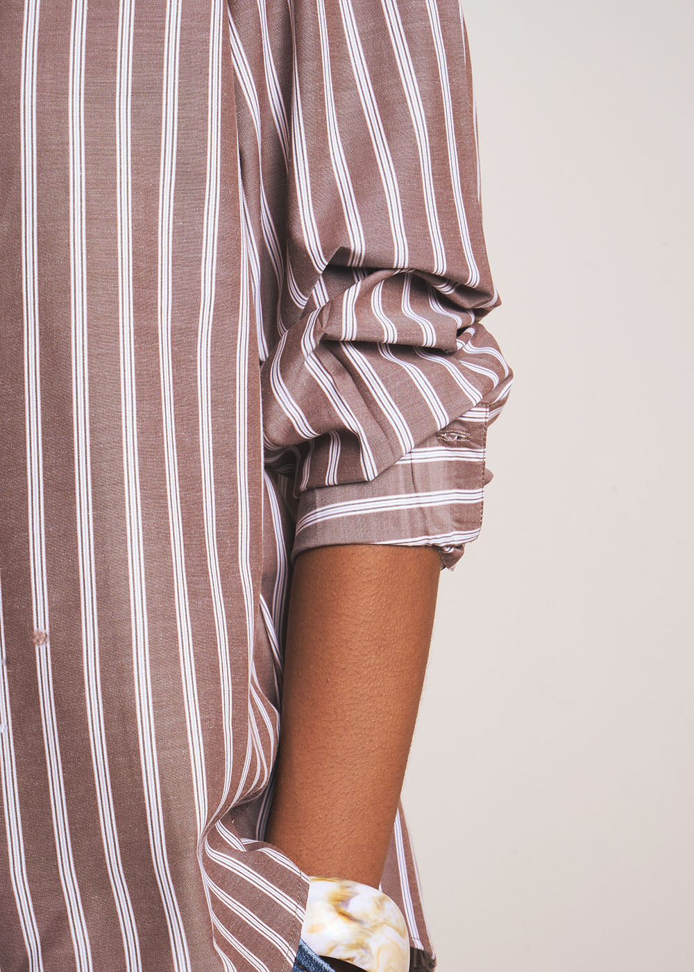 CLEMENCIA Oversized shirt with contrasting stripes - 3 - Sud Express - Sud Express