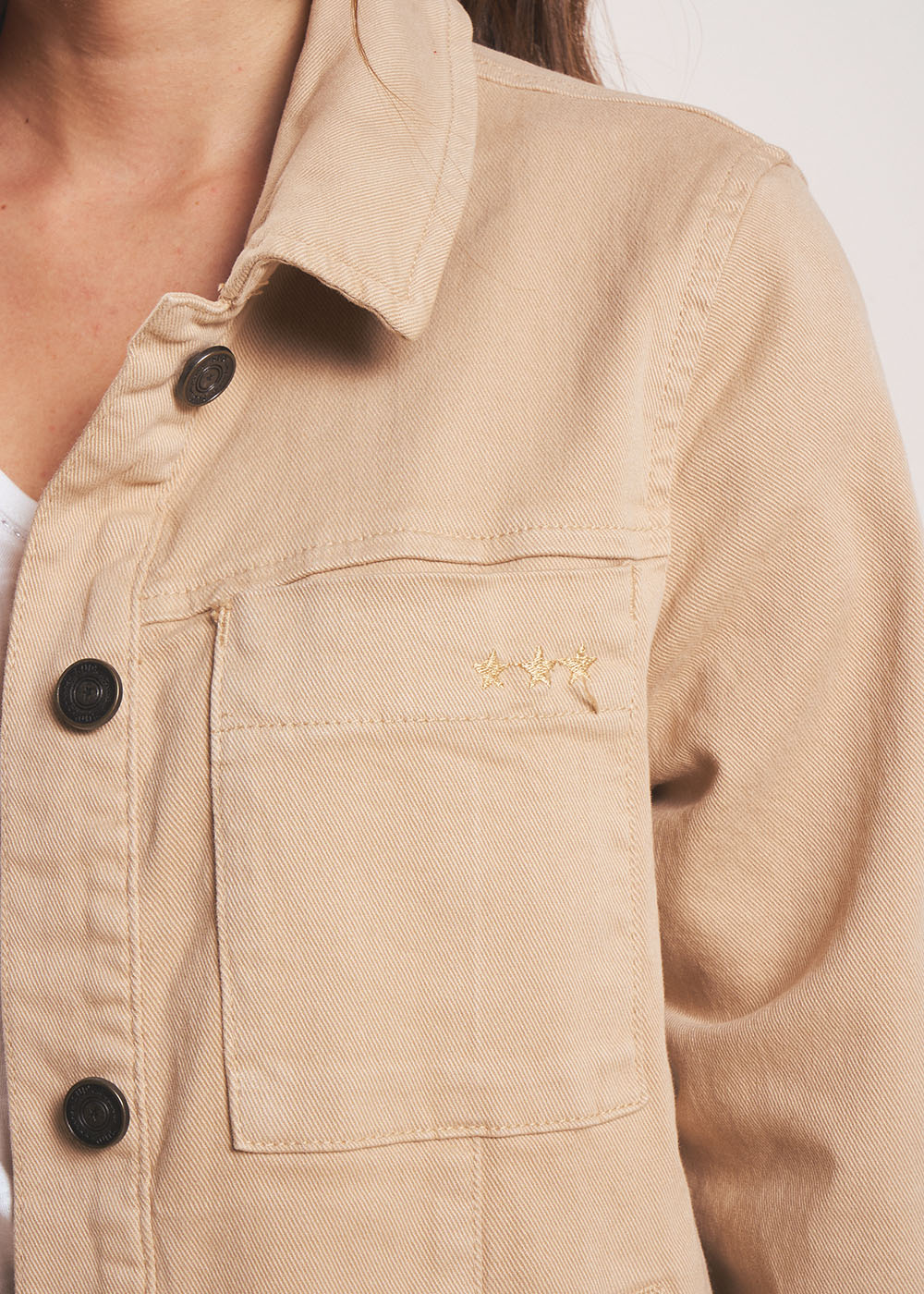 Shirt collar jacket with topstitching - Sud Express - 2 - Sud Express