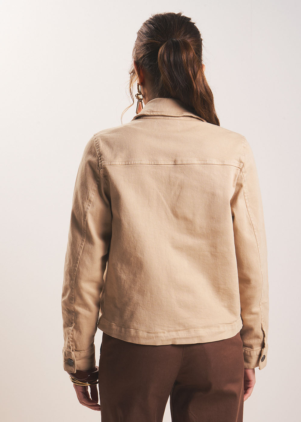 Shirt collar jacket with topstitching - Sud Express - 3 - Sud Express